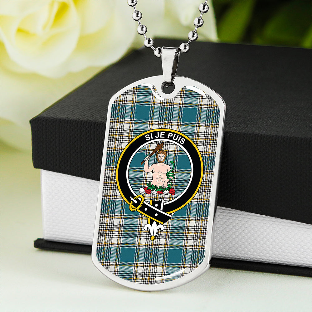 Livingstone Dress Ancient Clan Badge Classic Tartan Dog Tag Necklace