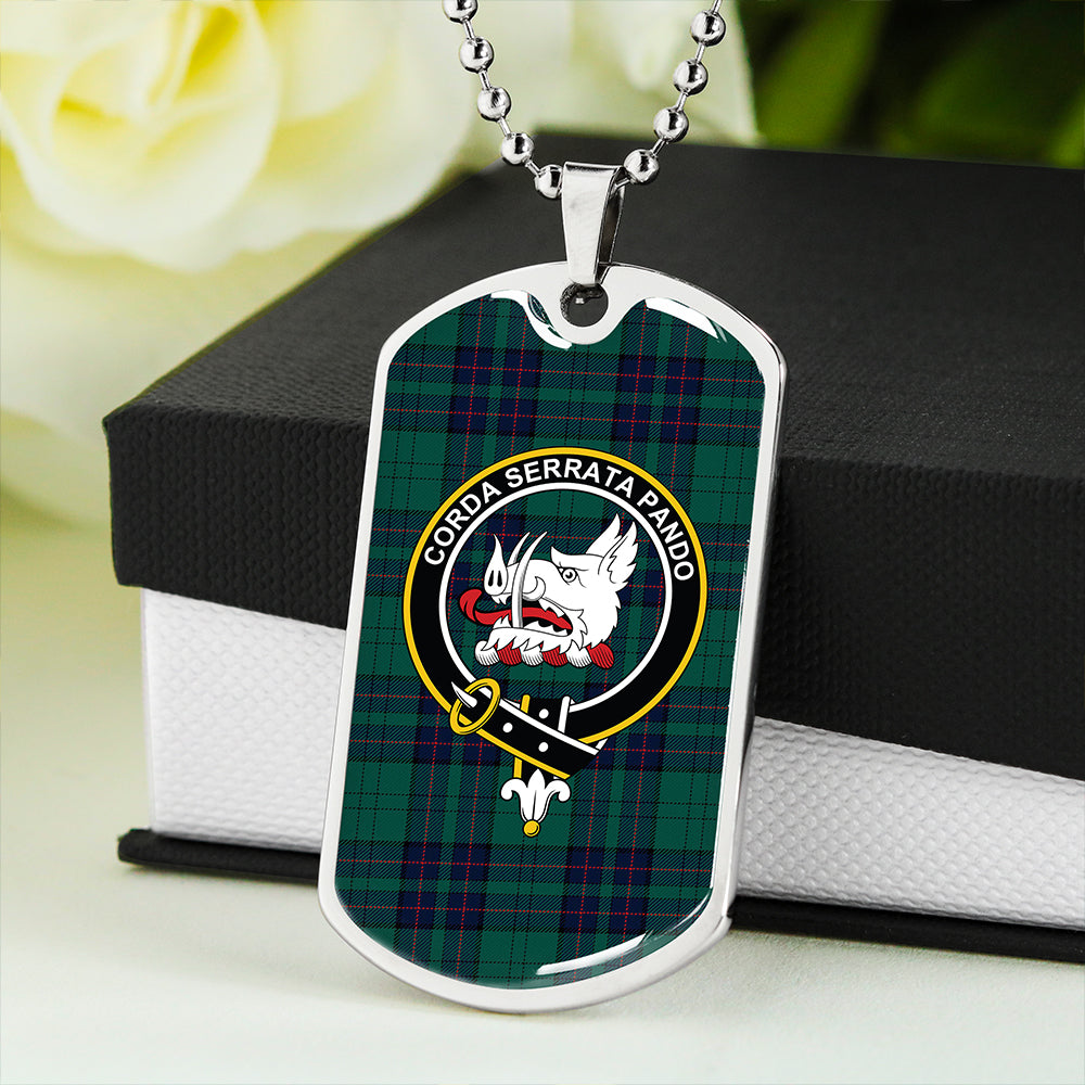 Lockhart Modern Clan Badge Classic Tartan Dog Tag Necklace