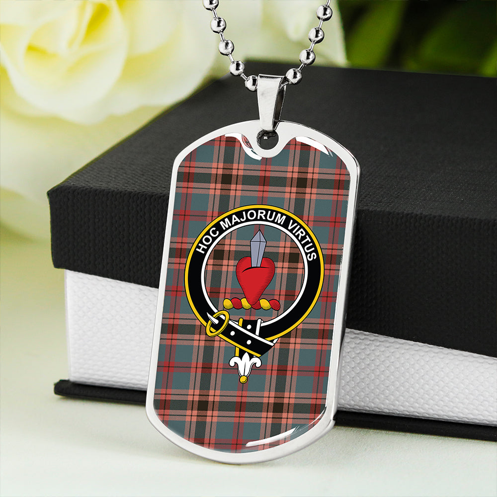 Logan #2 Weathered Clan Badge Classic Tartan Dog Tag Necklace