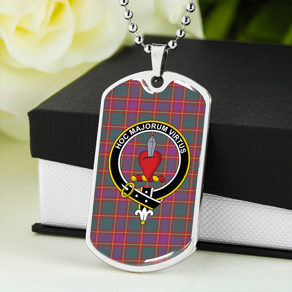Logan #7 Weathered Clan Badge Classic Tartan Dog Tag Necklace
