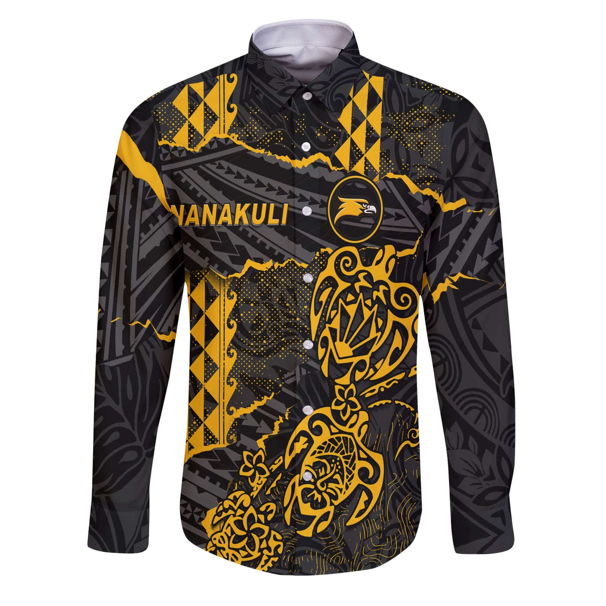 Hawaii Nanakuli High School Custom Long Sleeve Button Shirt Polynesian Turtle Style