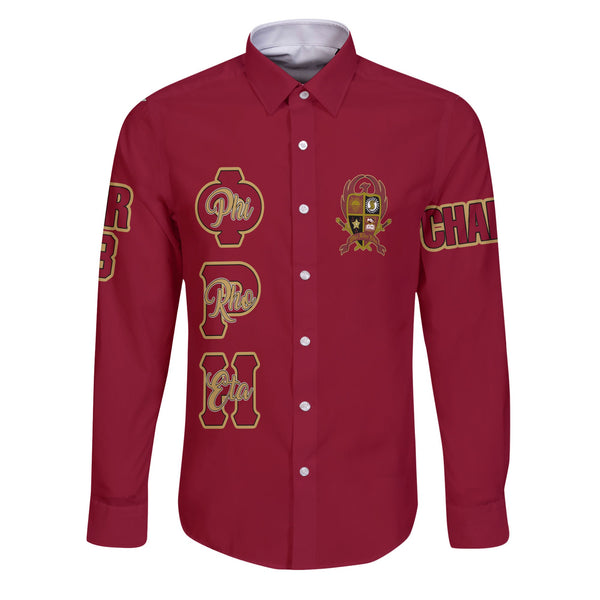 Fraternity Shirt - Personalized Phi Rho Eta Long Sleeve Button Shirt Original Maroon Style