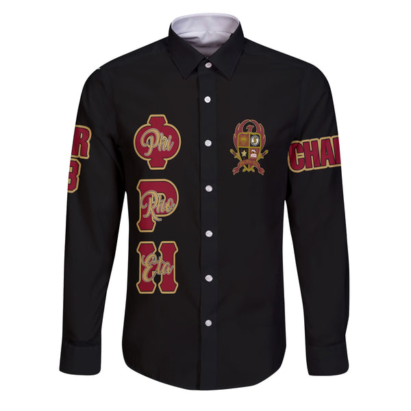 Fraternity Shirt - Personalized Phi Rho Eta Long Sleeve Button Shirt Original Dark Style