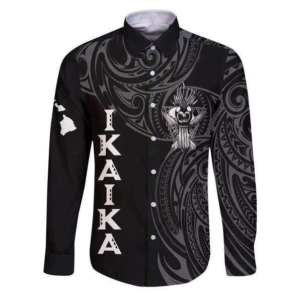 Hawaii Ikaika Warrior Long Sleeve Button Shirt Polynesian Style