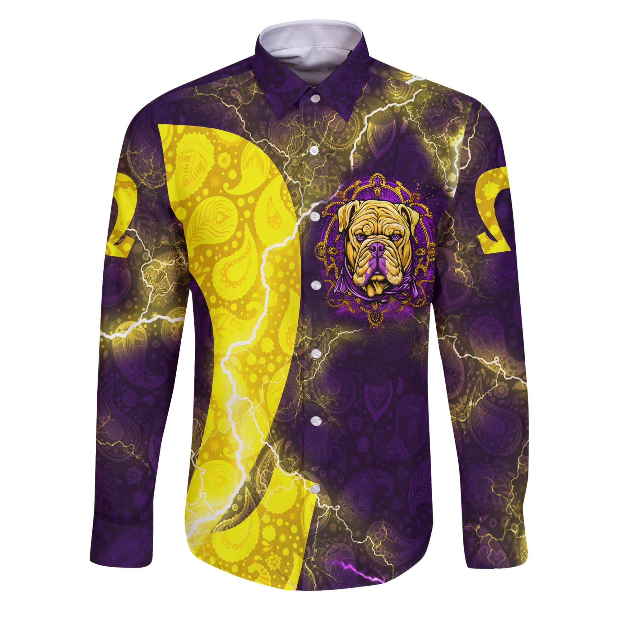 Fraternity Shirt - Omega Psi Phi Bulldog Long Sleeve Button Shirt Thunder Style