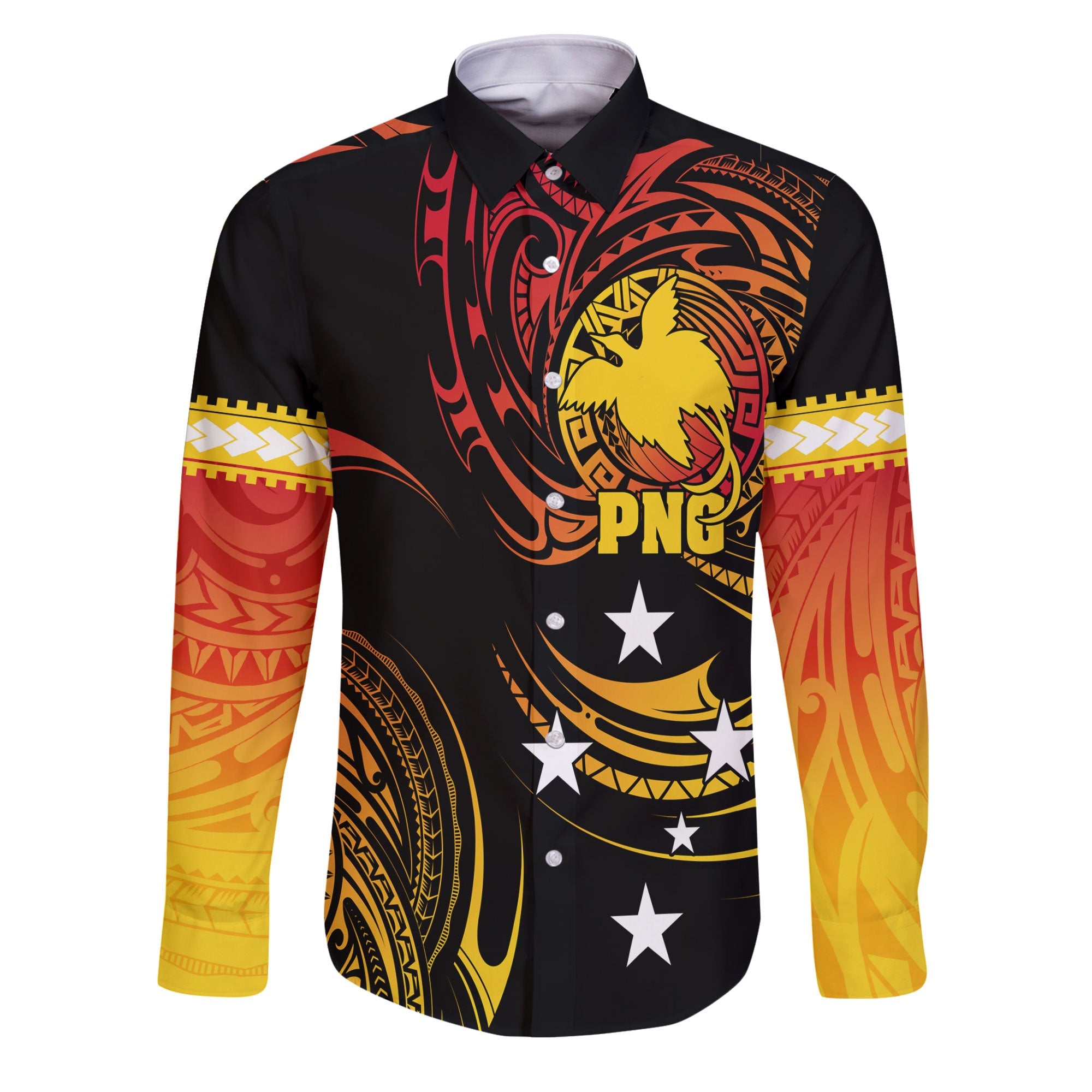 Papua New Guinea Long Sleeve Button Shirt Huli Wigmen Style