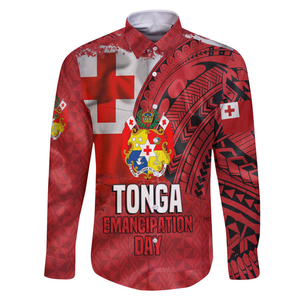 Tonga Independence Emancipation Day Long Sleeve Button Shirt