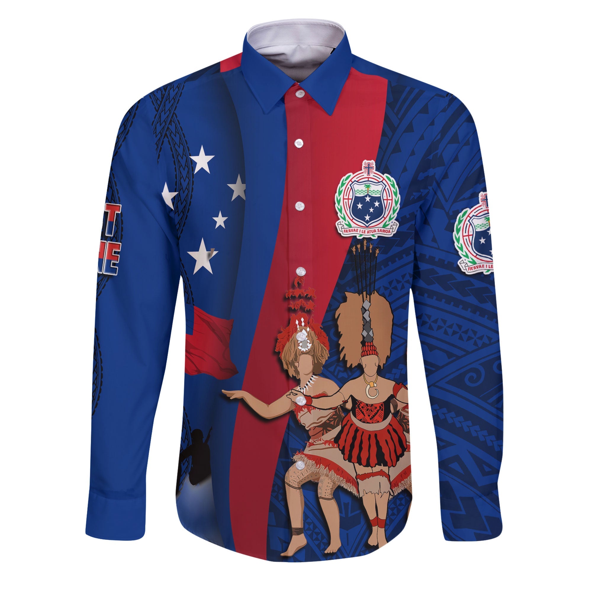 Samoa Independence Day Long Sleeve Button Shirt Celebrating Dance Style