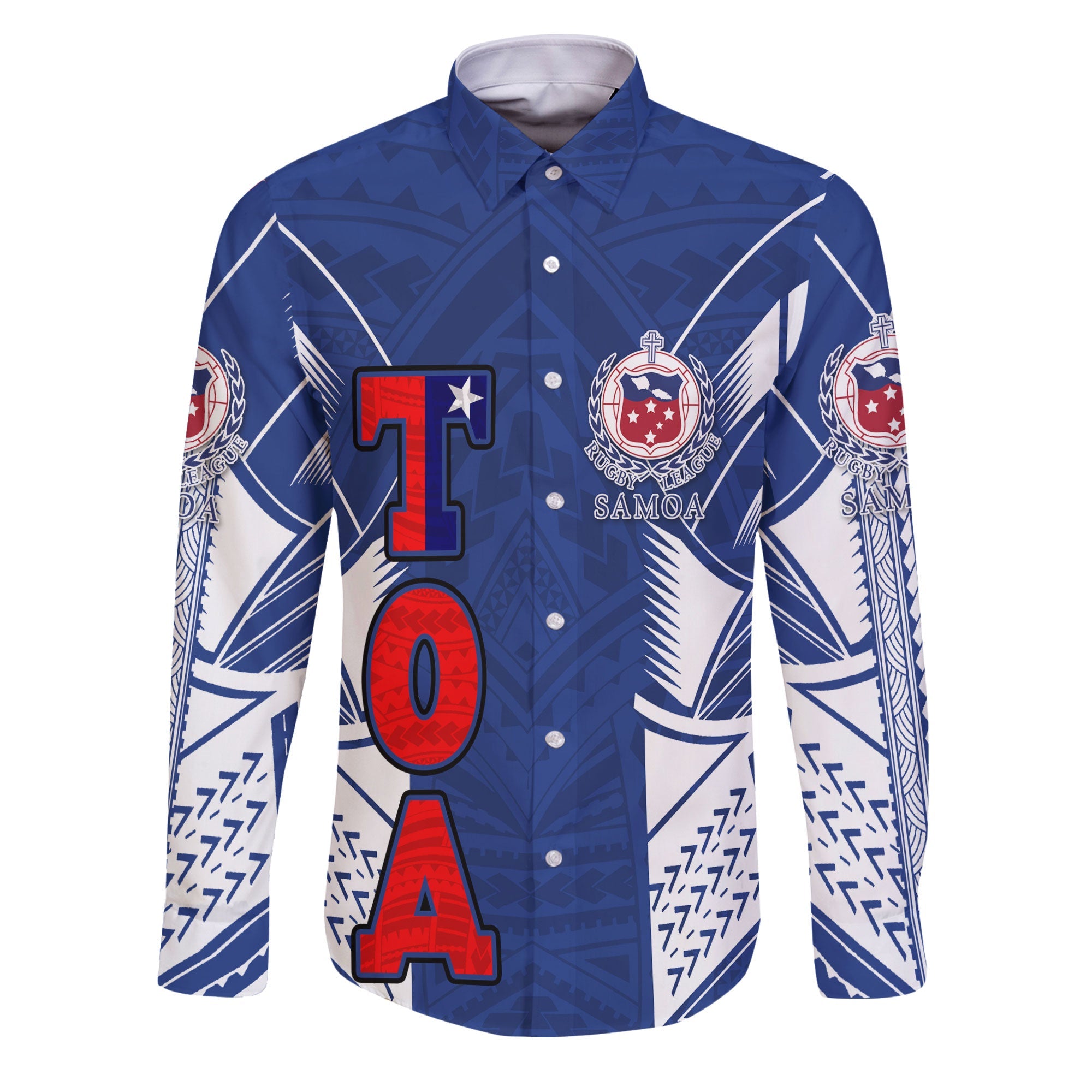 Custom TOA Samoa Rugby Long Sleeve Button Shirt