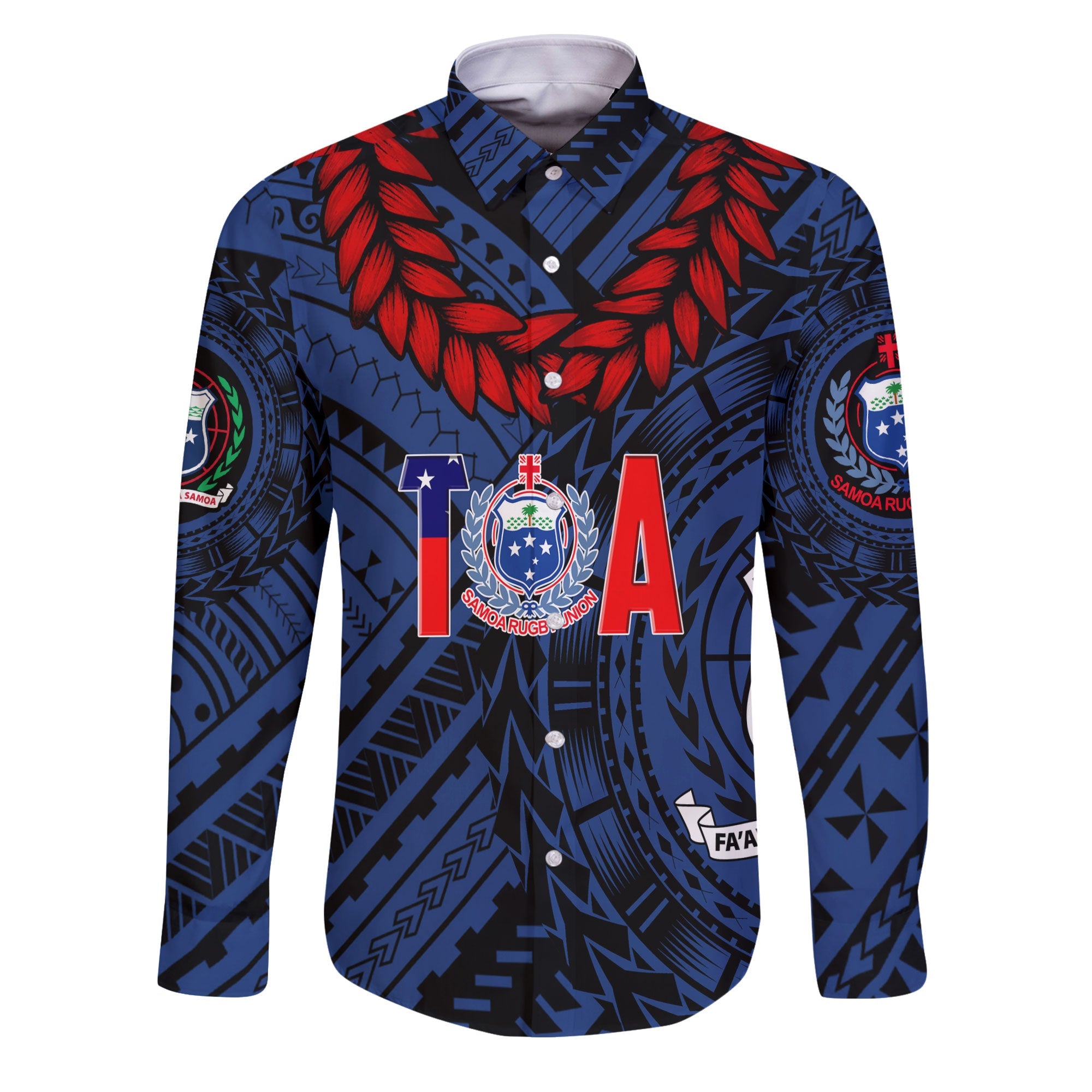 Samoa TOA Rugby Long Sleeve Button Shirt Ulafala Style