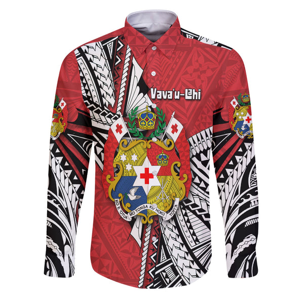 Custom Tonga Vava'u Lahi Coat Of Arms Long Sleeve Button Shirt