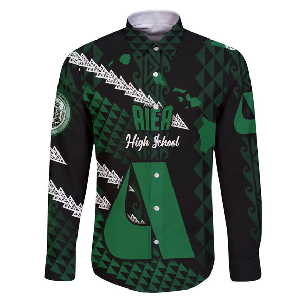 Hawaii Aiea High School Custom Long Sleeve Button Shirt Map Style