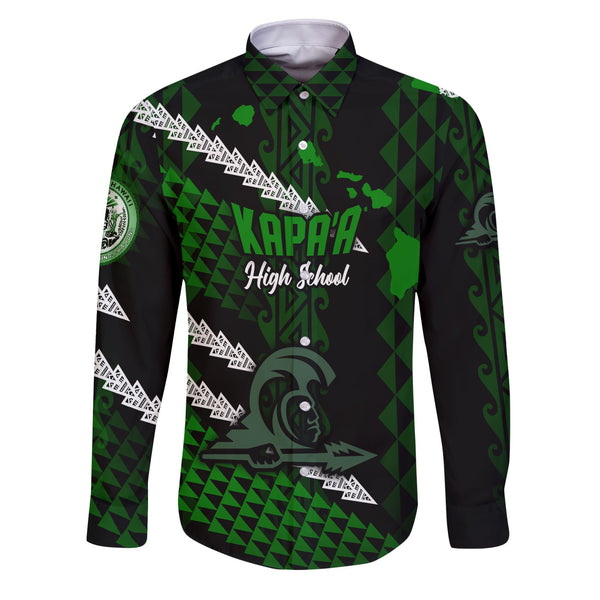 Hawaii Kapaa High School Custom Long Sleeve Button Shirt Map Style