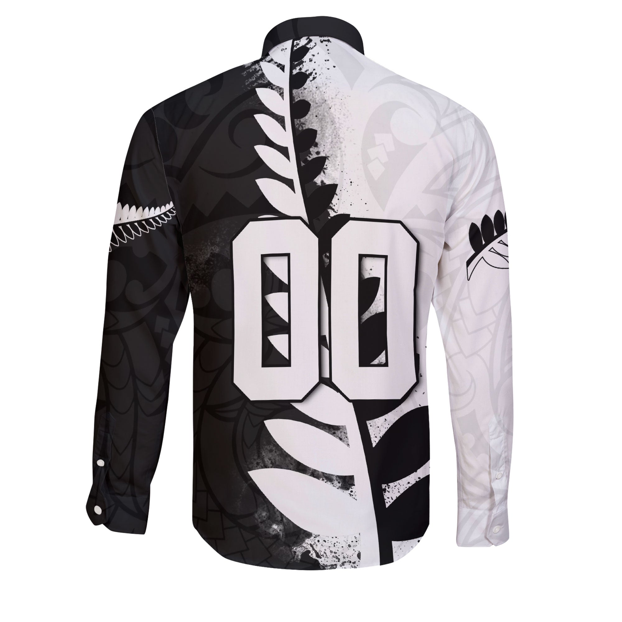 Custom New Zealand Rugby Long Sleeve Button Shirt Silver Fern Style