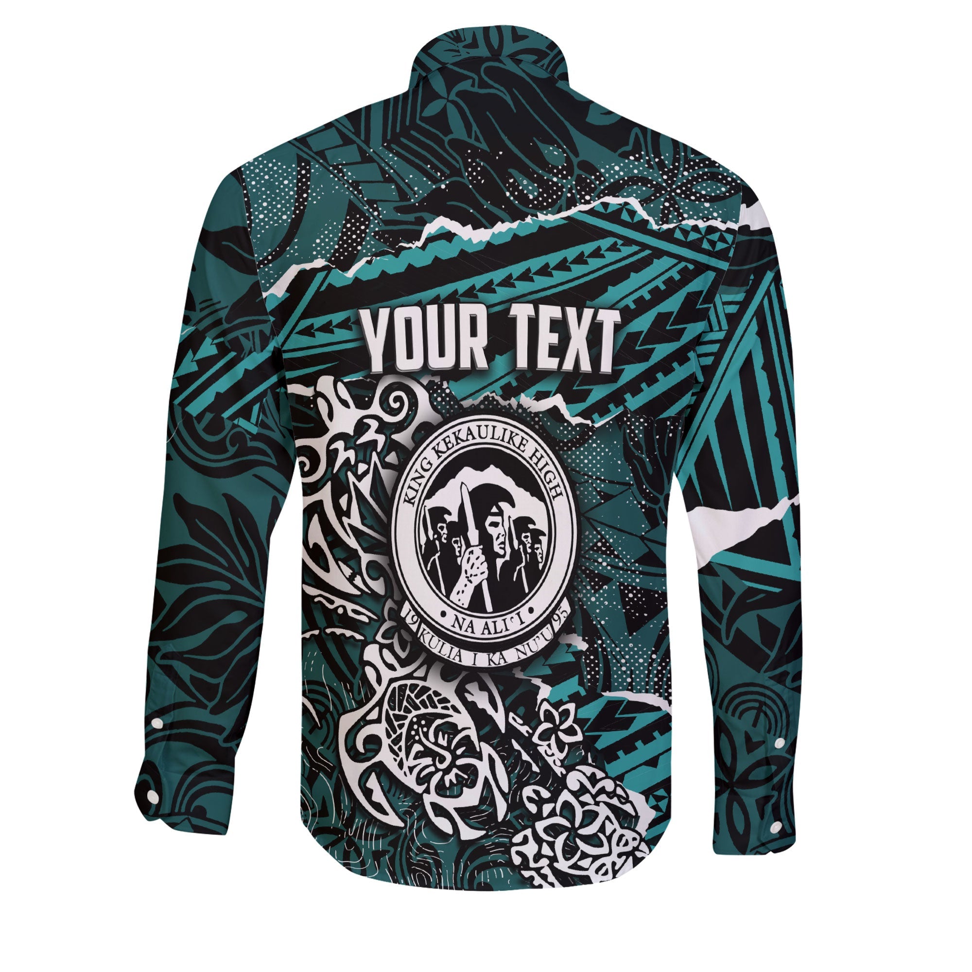 Hawaii King Kekaulike High School Custom Long Sleeve Button Shirt Polynesian Turtle Style