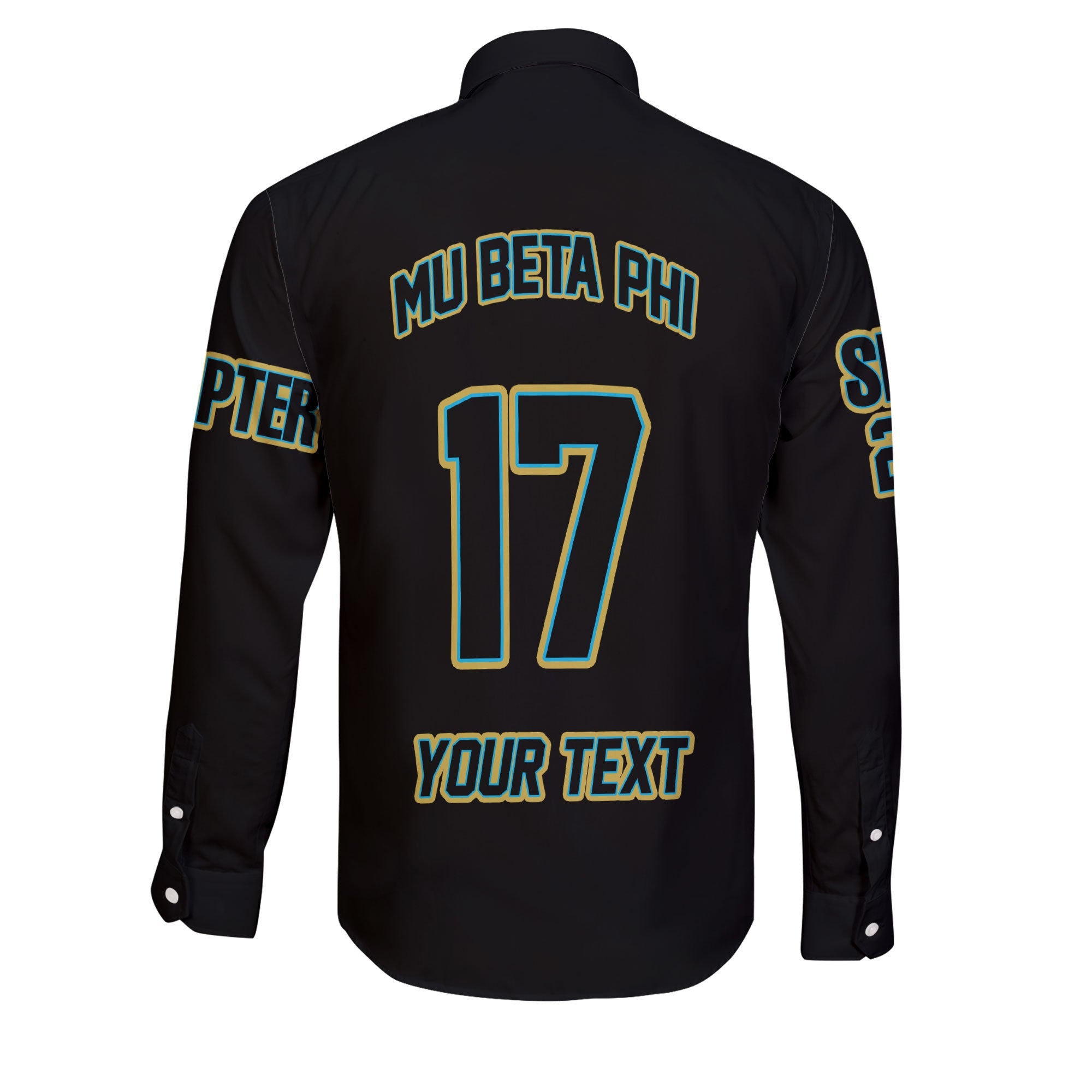 Fraternity Shirt - Personalized Mu Beta Phi Long Sleeve Button Shirt Original Black Style