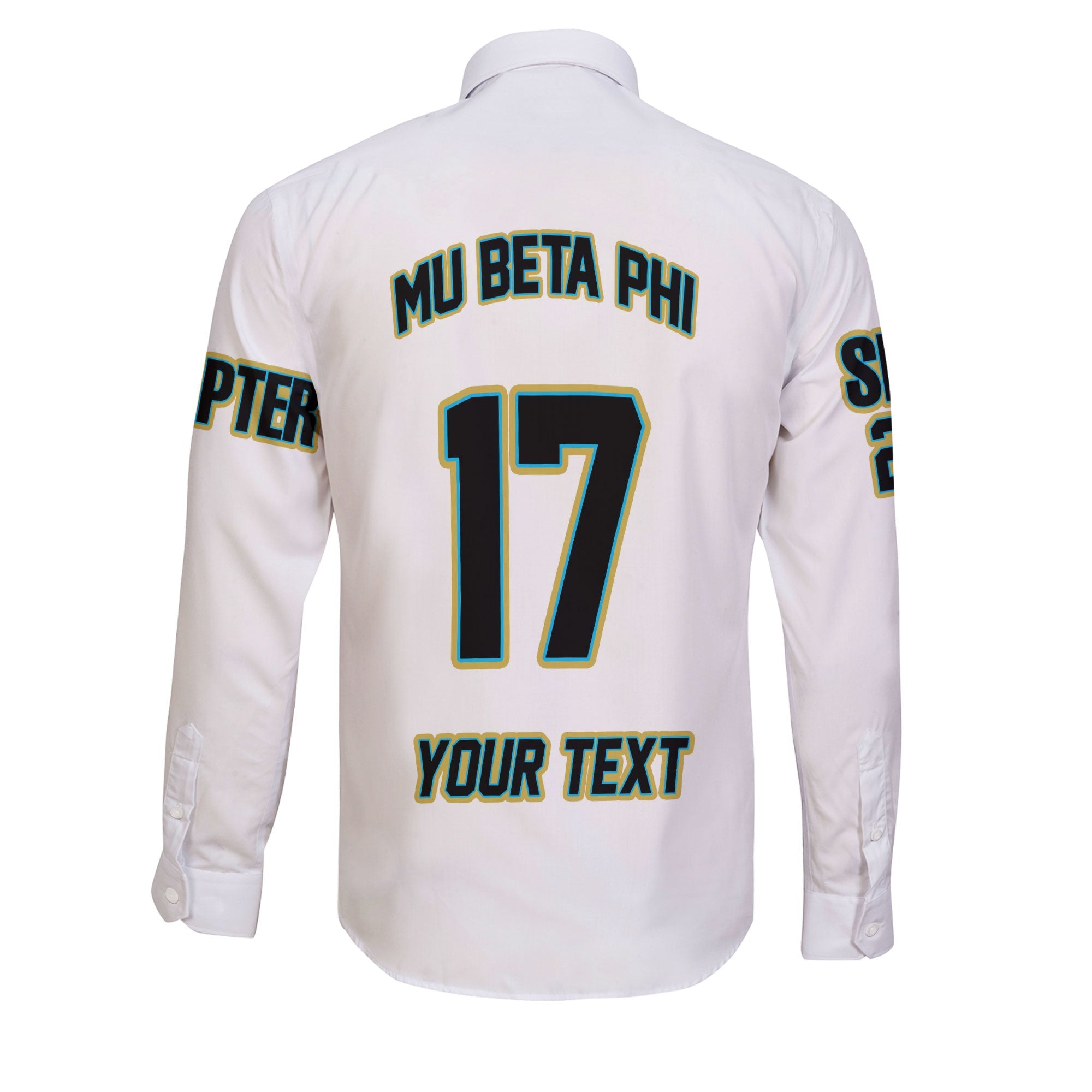 Fraternity Shirt - Personalized Mu Beta Phi Long Sleeve Button Shirt Original White Style