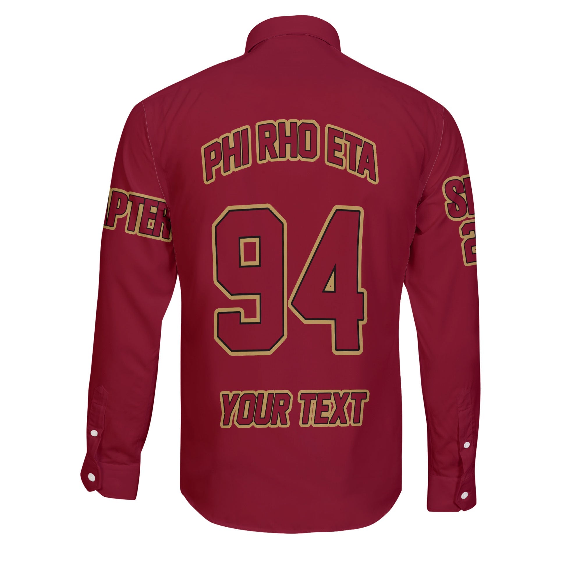 Fraternity Shirt - Personalized Phi Rho Eta Long Sleeve Button Shirt Original Maroon Style