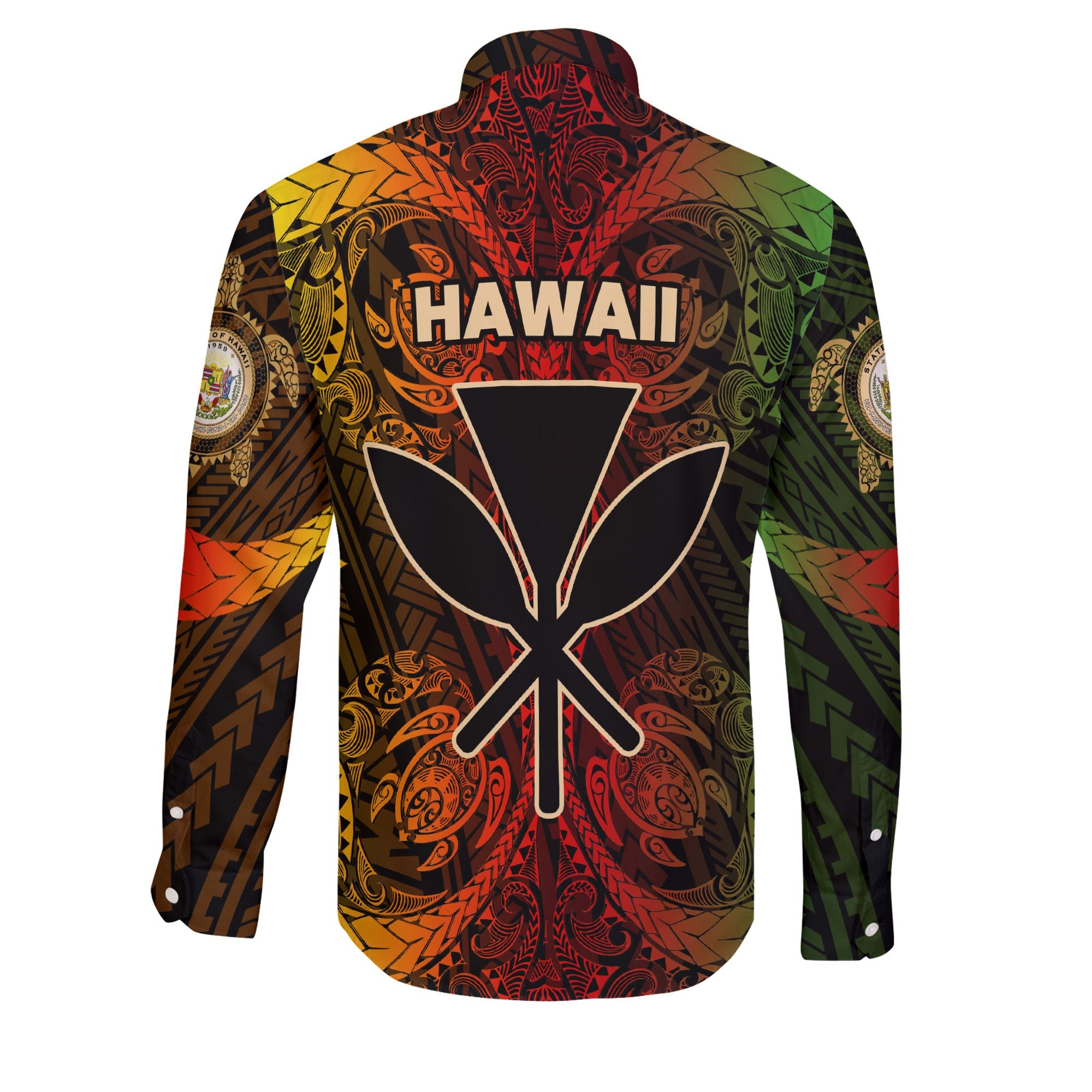 Kanaka Maoli Hawaii Long Sleeve Button Shirt Reggae Style