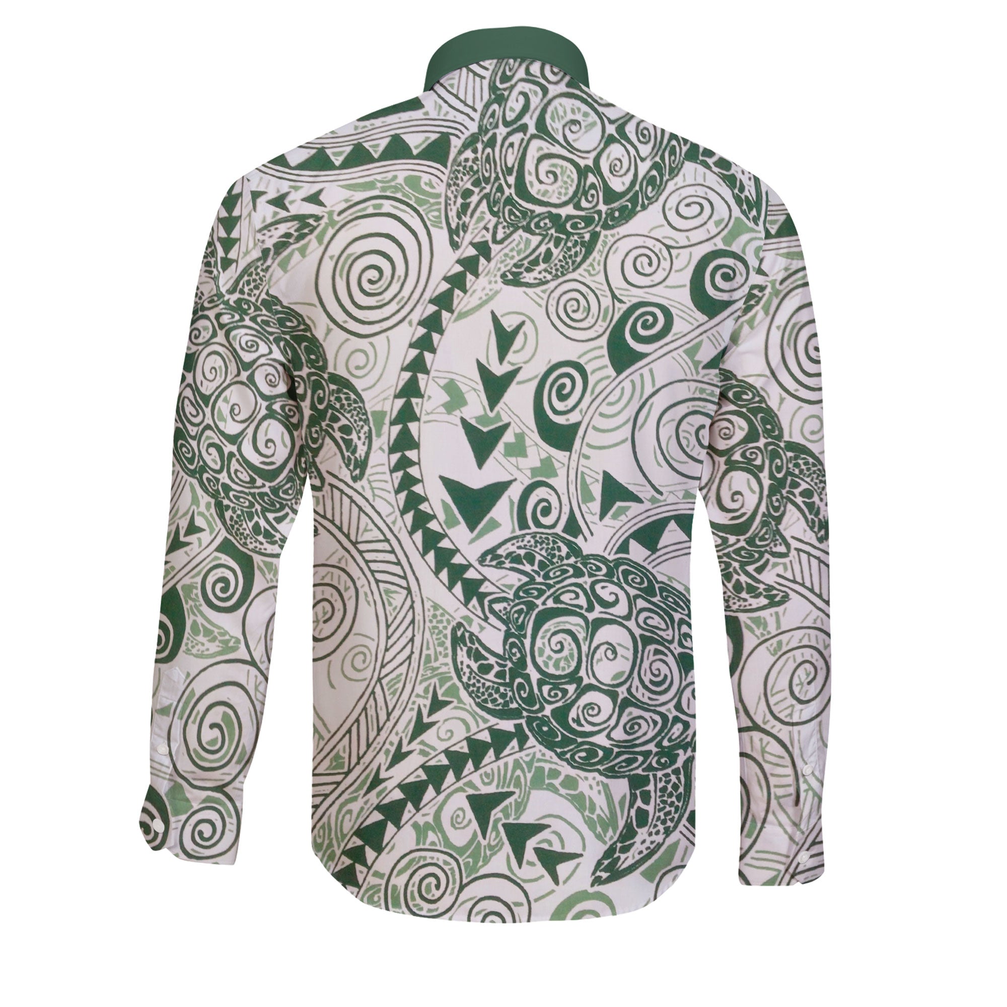 Hawaii Polynesian Turtle Long Sleeve Button Shirt Green Style