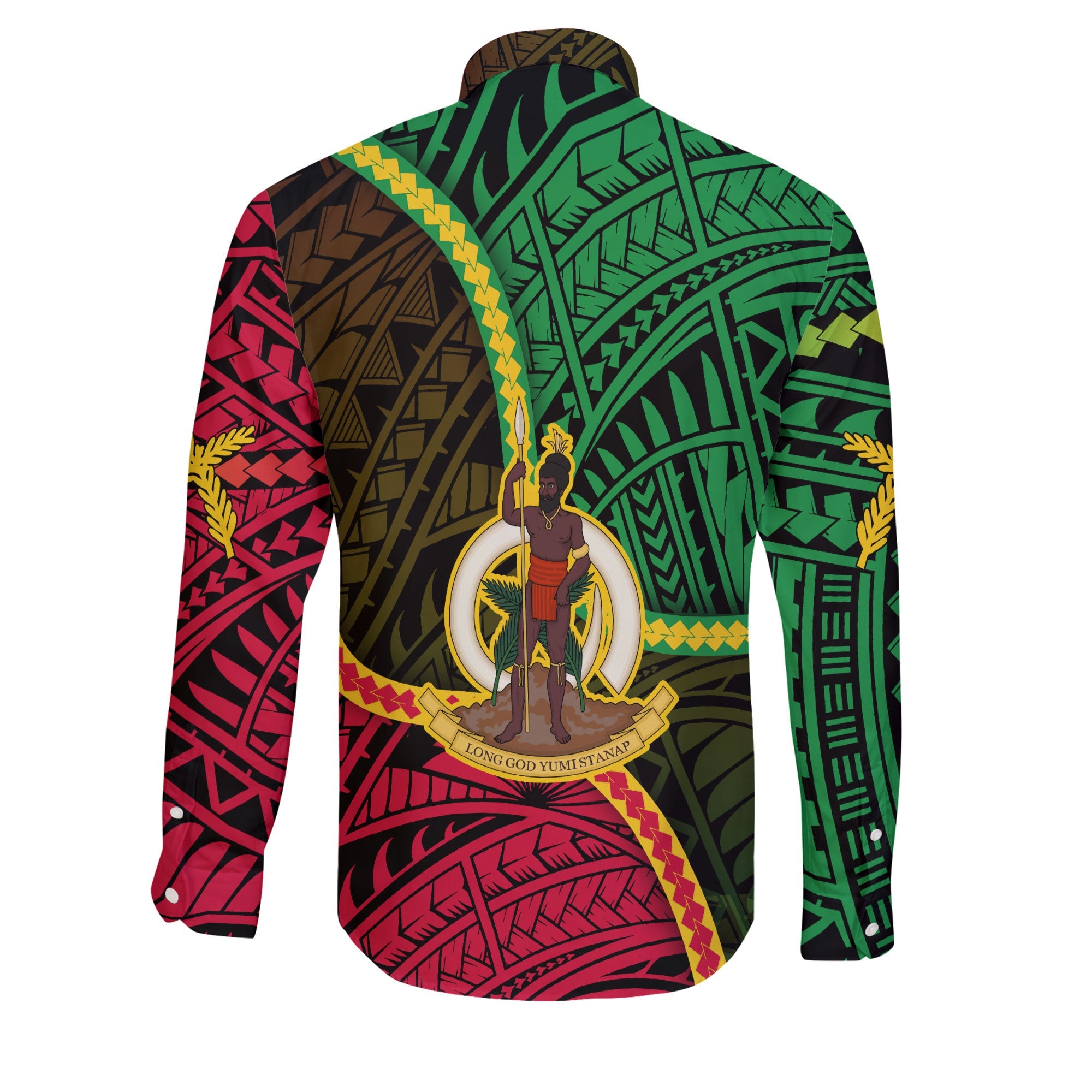 Vanuatu Long Sleeve Button Shirt Independence Day 43rd Anniversary Style