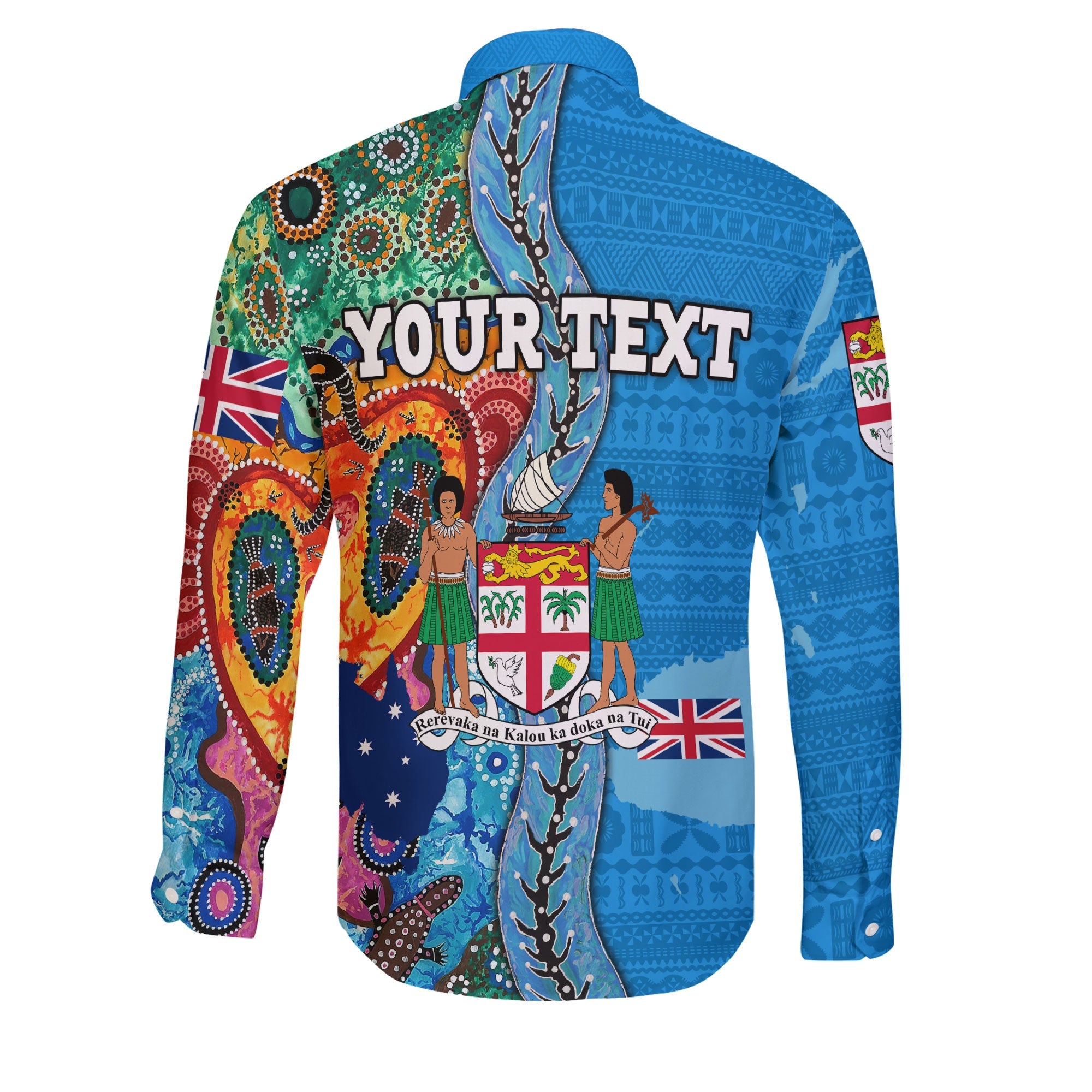 Custom Fiji Tapa & Australia Aboriginal Long Sleeve Button Shirt