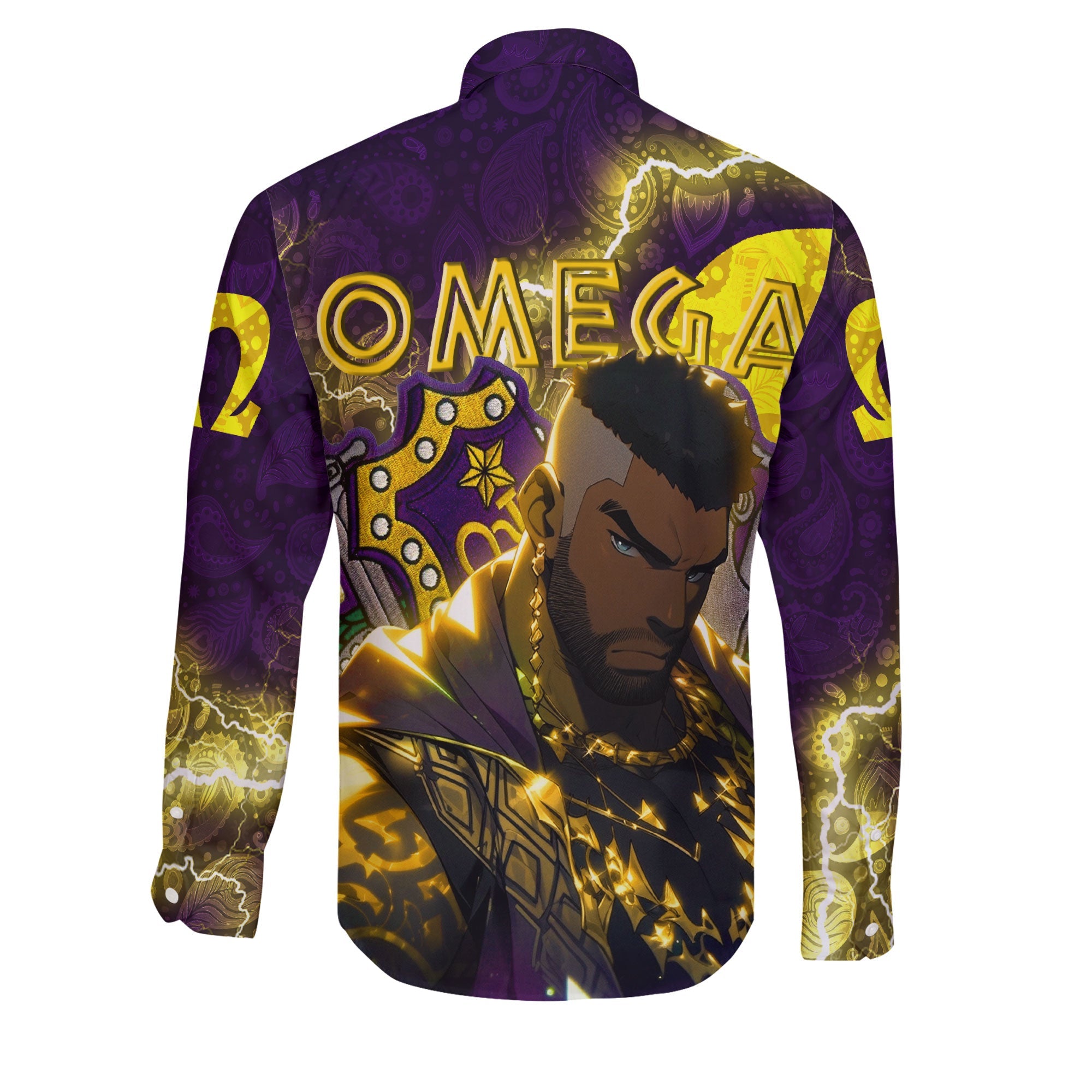 Fraternity Shirt - Omega Psi Phi Bulldog Long Sleeve Button Shirt Thunder Style