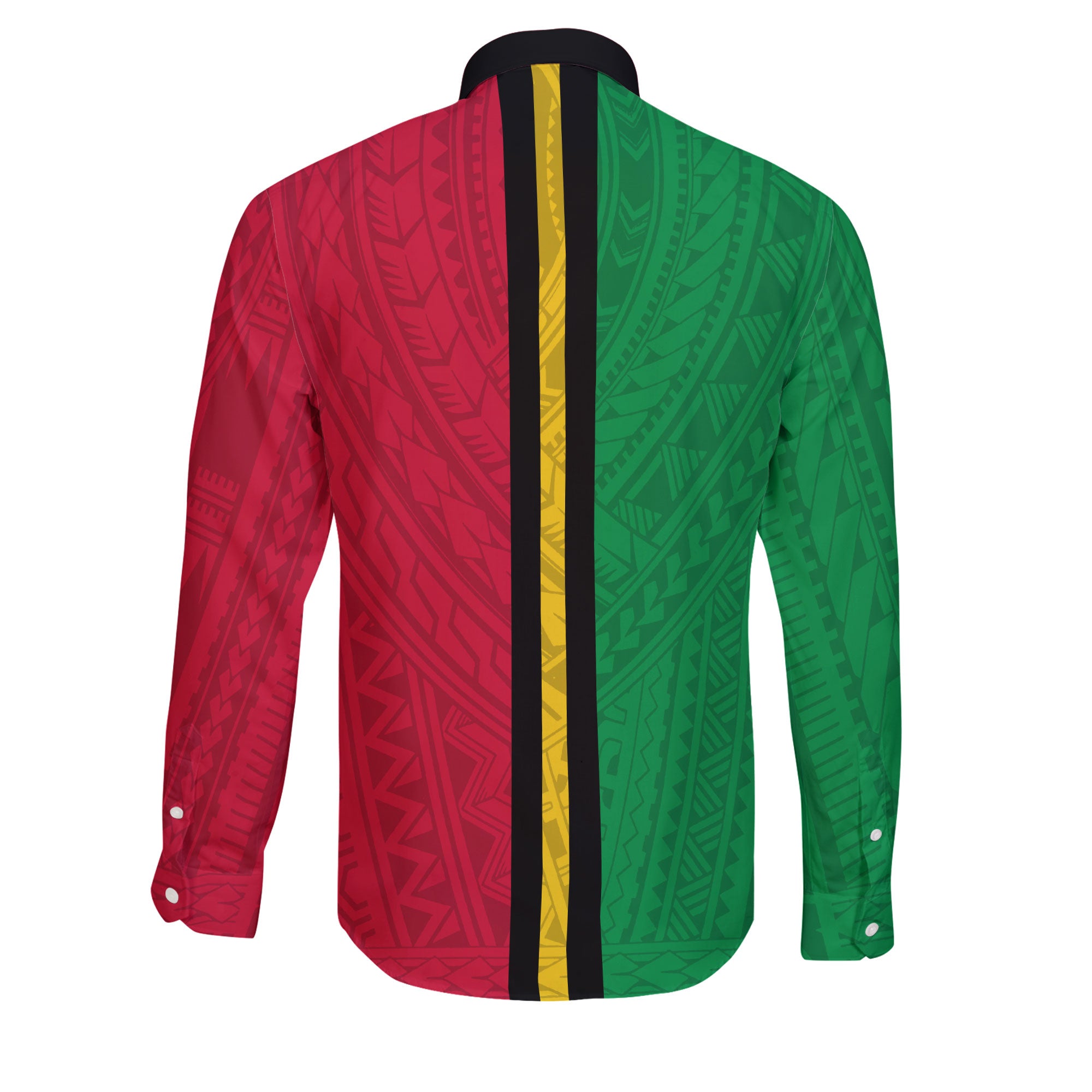 Vanuatu Long Sleeve Button Shirt Polynesian Flag Style