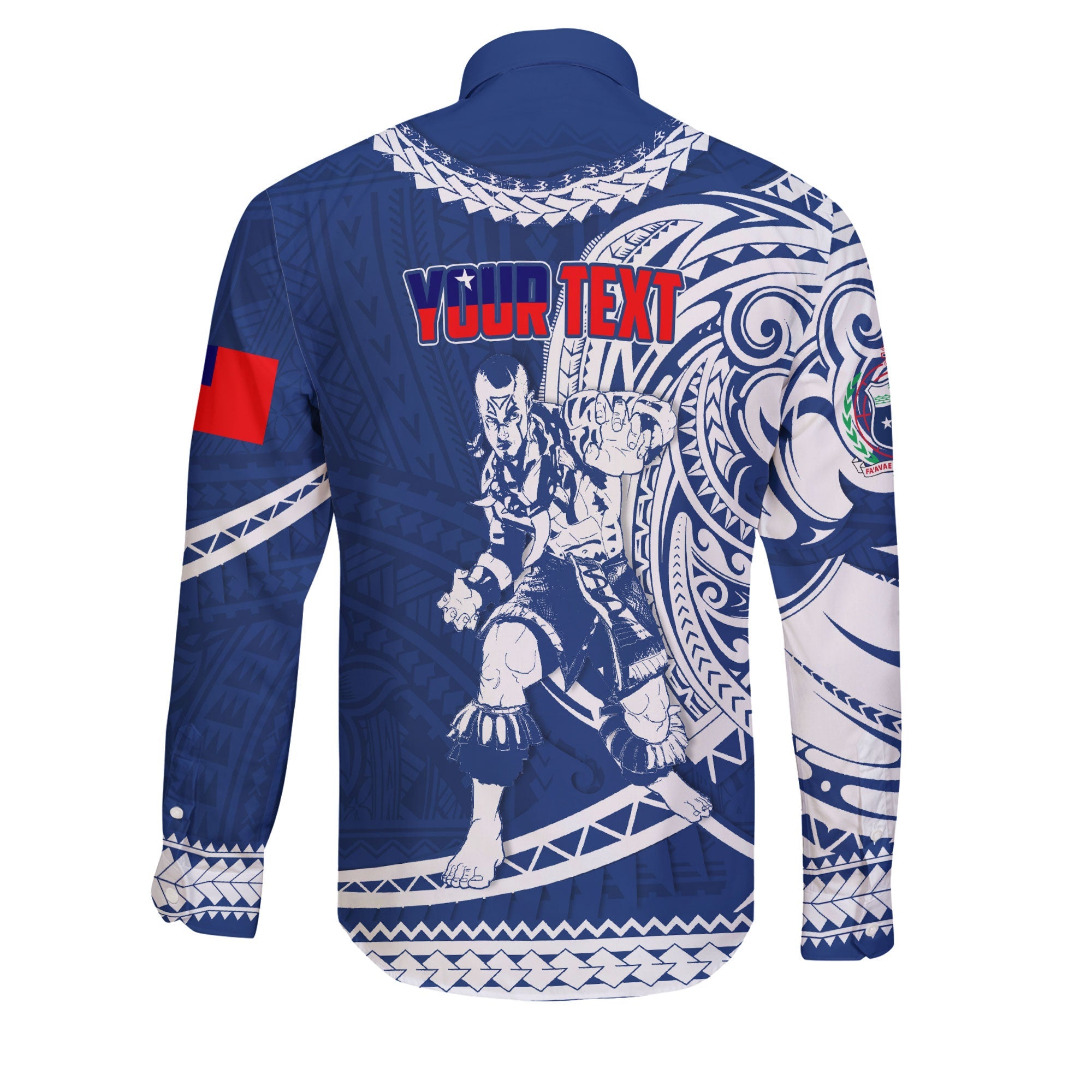 Custom Samoa Long Sleeve Button Shirt Warrior Ula Nifo Style