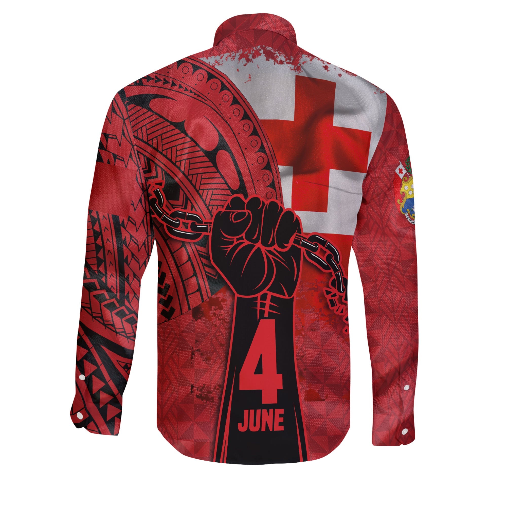 Tonga Independence Emancipation Day Long Sleeve Button Shirt