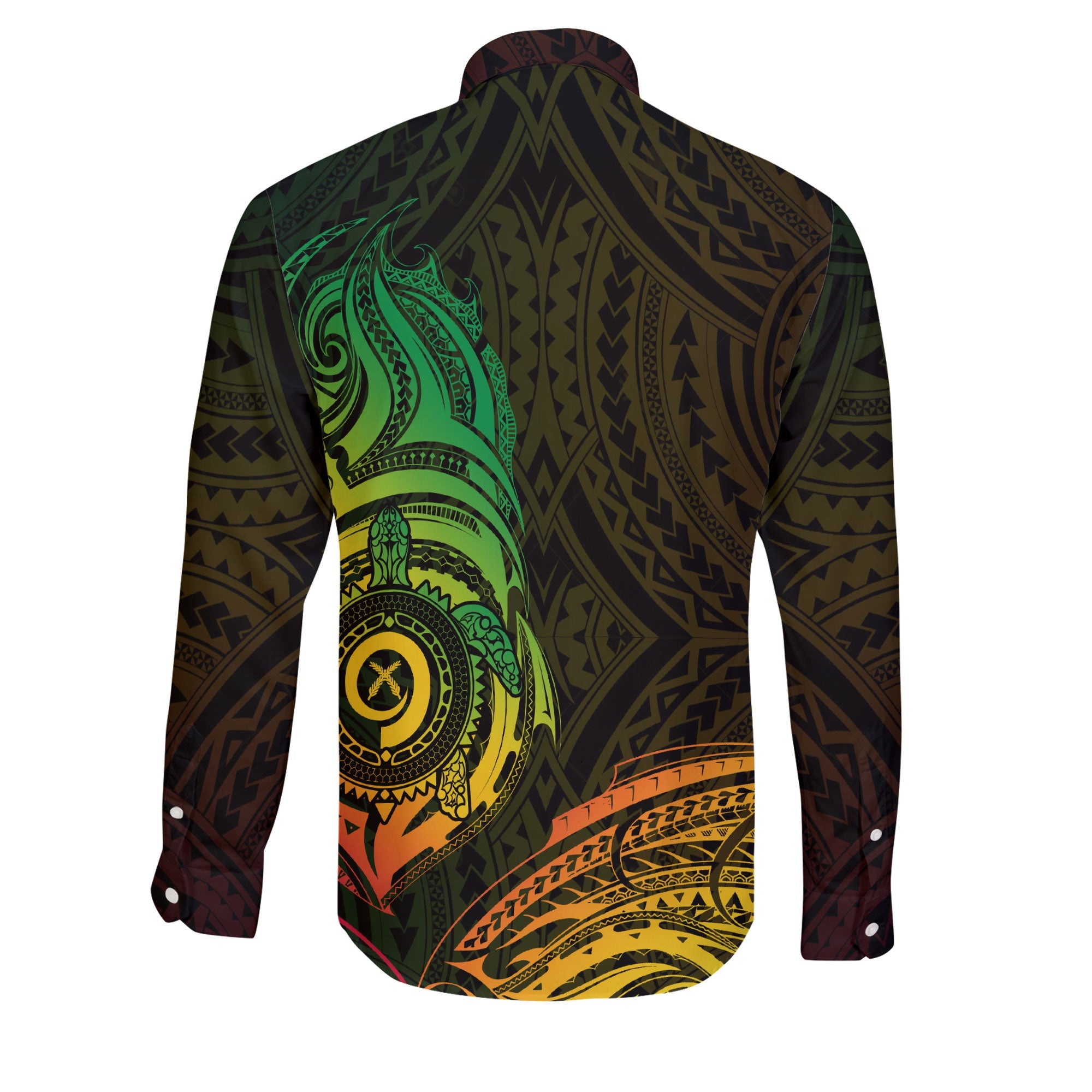 Vanuatu Long Sleeve Button Shirt Polynesian Reggae Style