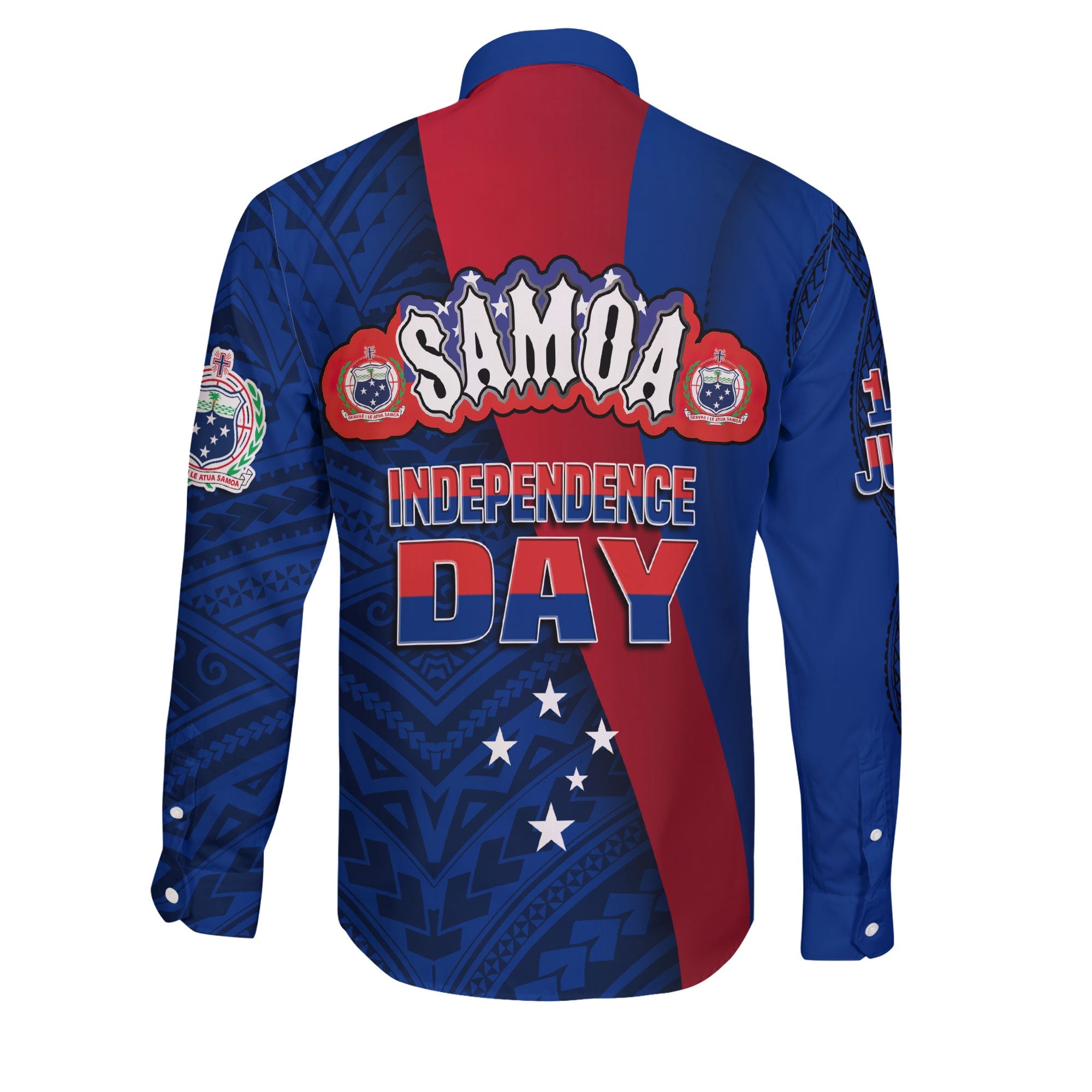 Samoa Independence Day Long Sleeve Button Shirt Celebrating Dance Style