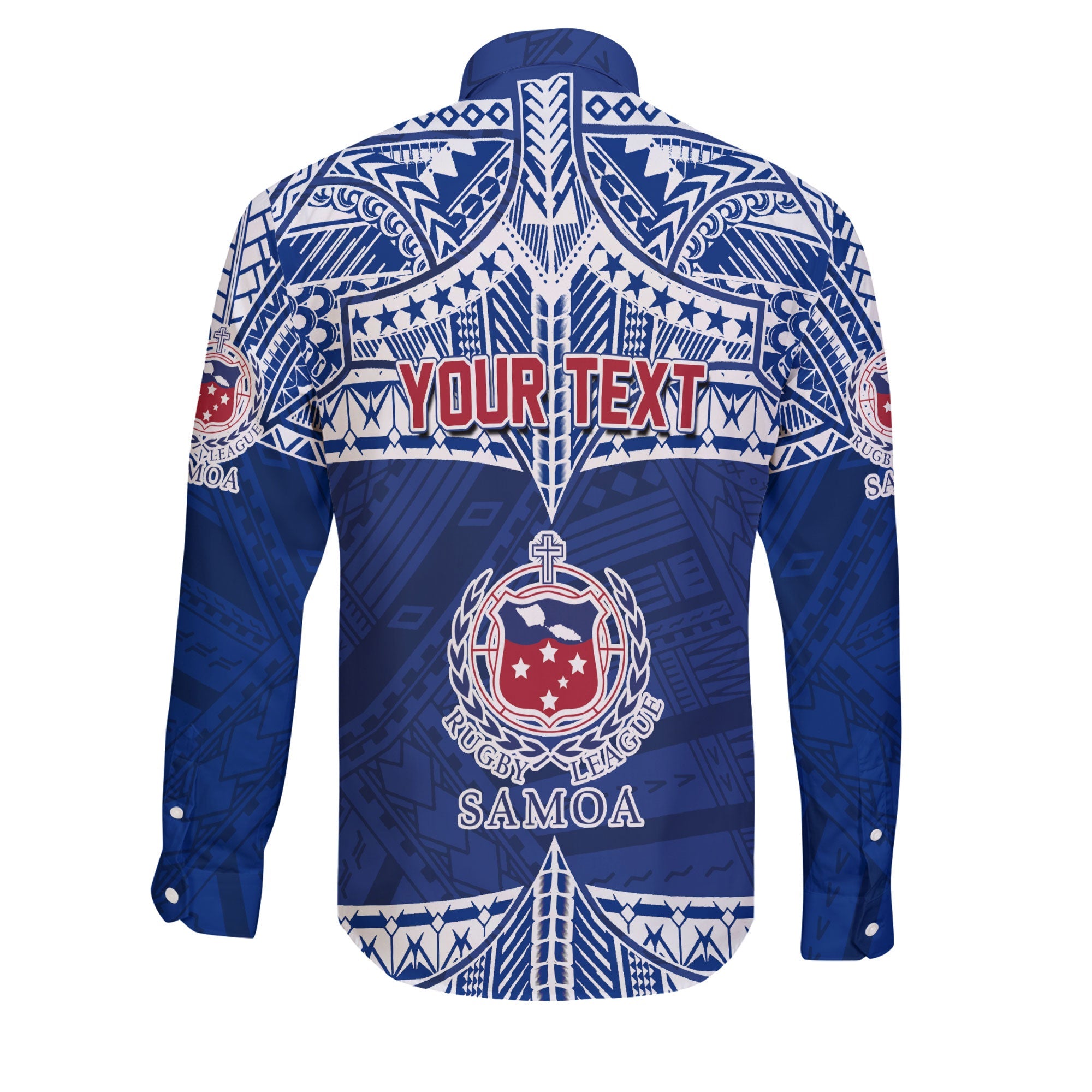 Custom Samoa TOA Rugby Long Sleeve Button Shirt Map Style