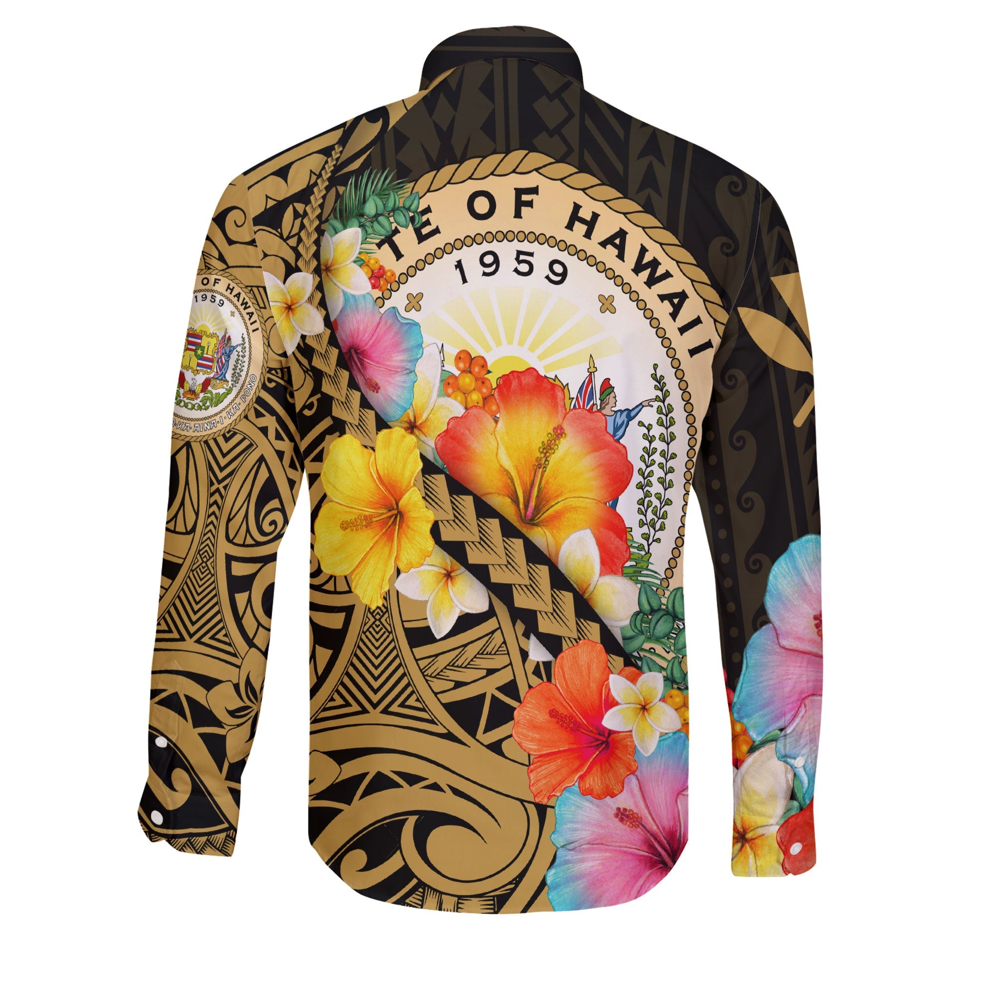 Hawaii Day King Kamehameha Long Sleeve Button Shirt