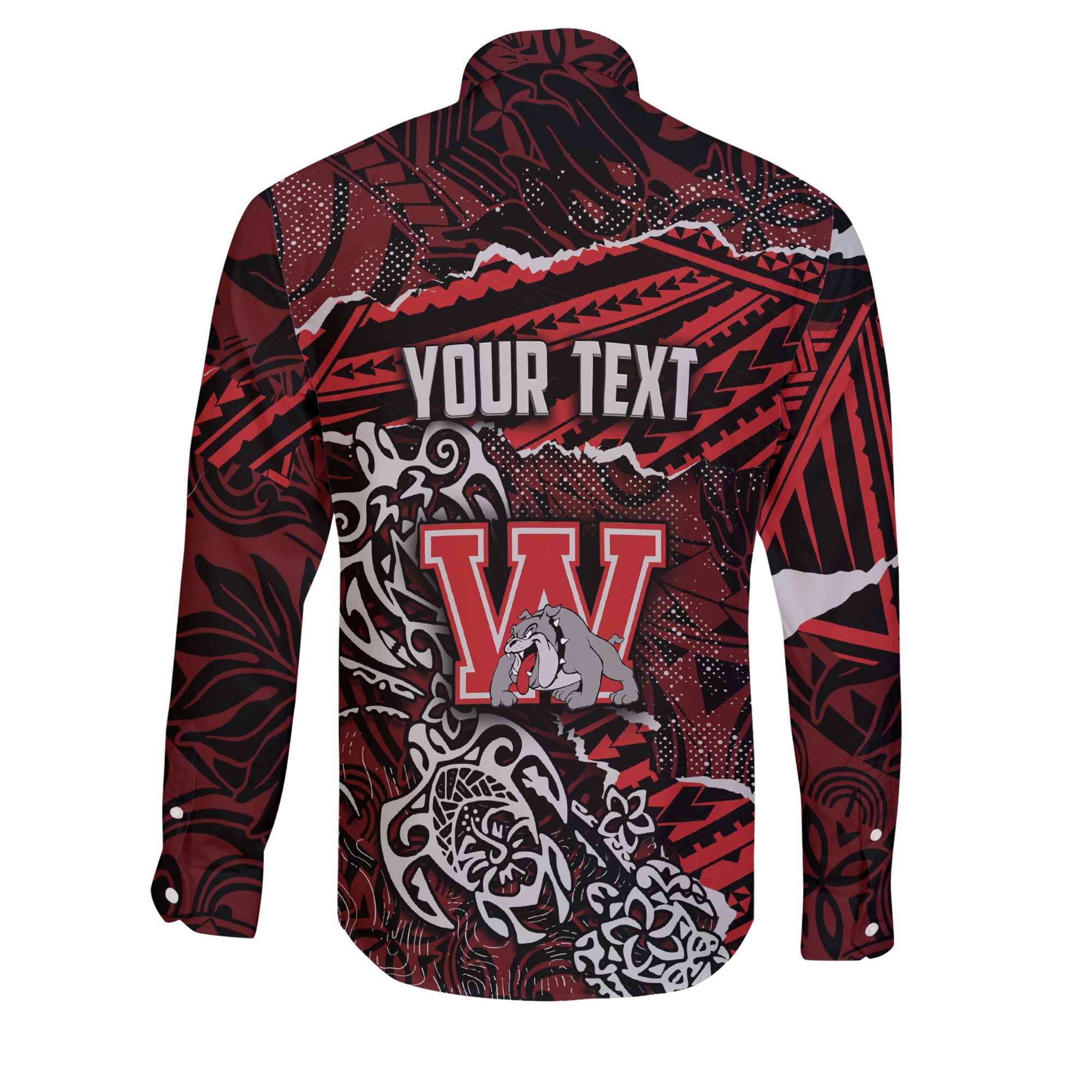 Hawaii Waialua High & Intermediate School Custom Long Sleeve Button Shirt Polynesian Turtle Style