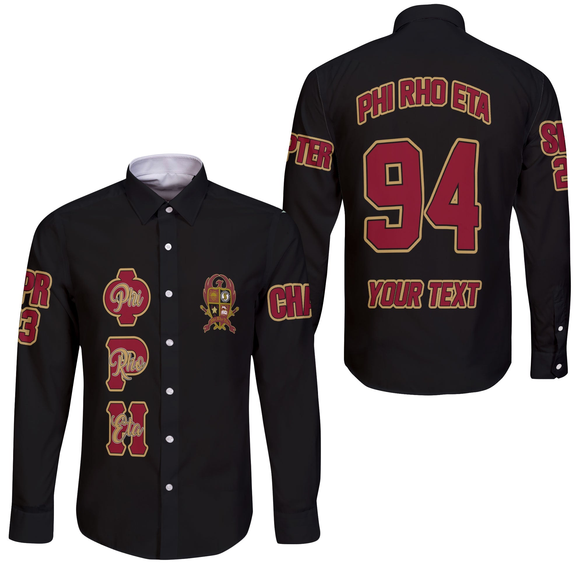 Fraternity Shirt - Personalized Phi Rho Eta Long Sleeve Button Shirt Original Dark Style