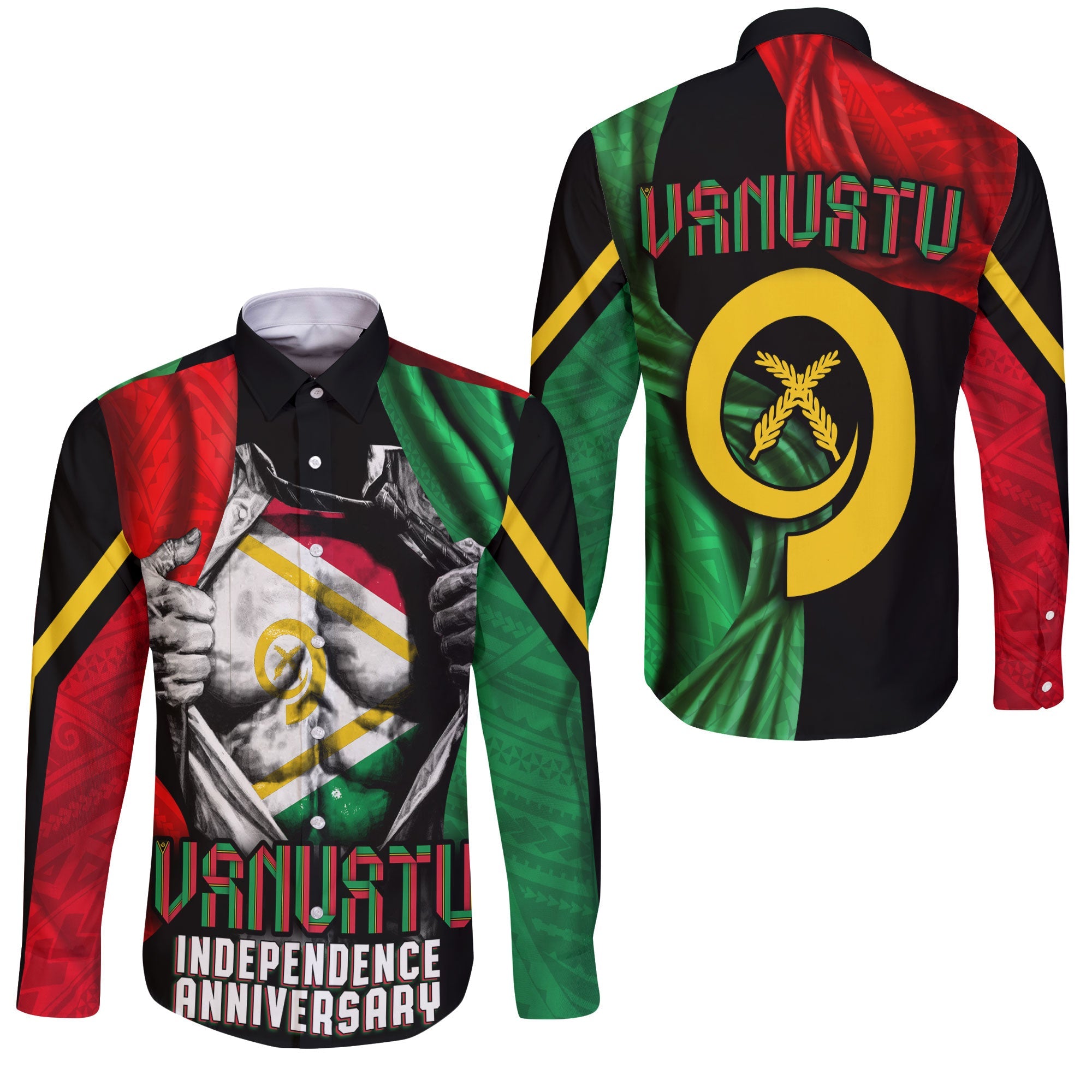 Vanuatu In Me Independence Day Long Sleeve Button Shirt 43rd Anniversary Style