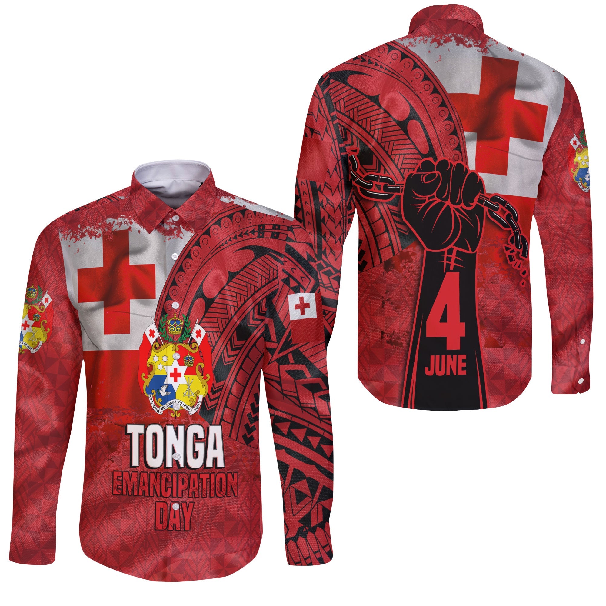 Tonga Independence Emancipation Day Long Sleeve Button Shirt