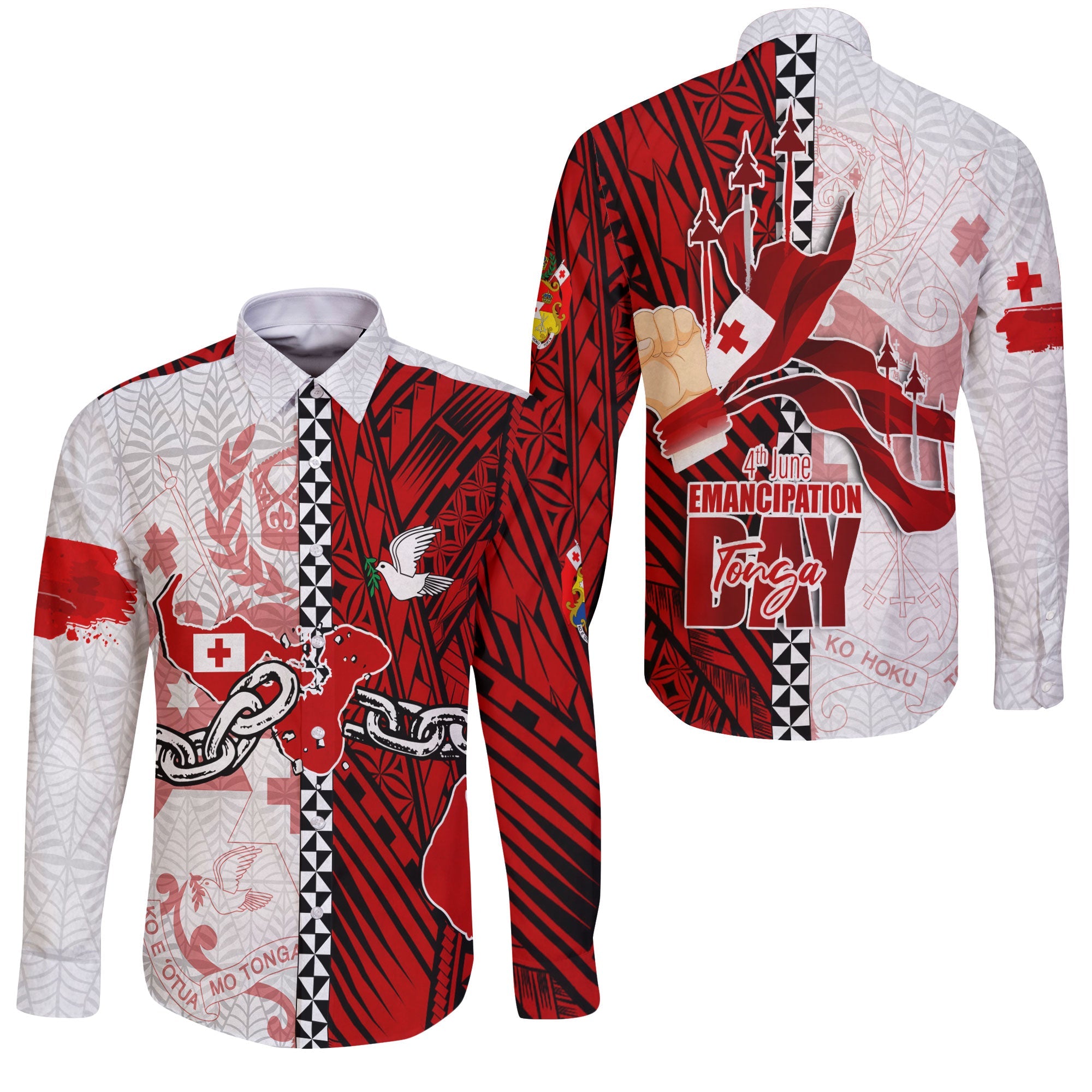 Tonga National Emancipation Day Long Sleeve Button Shirt