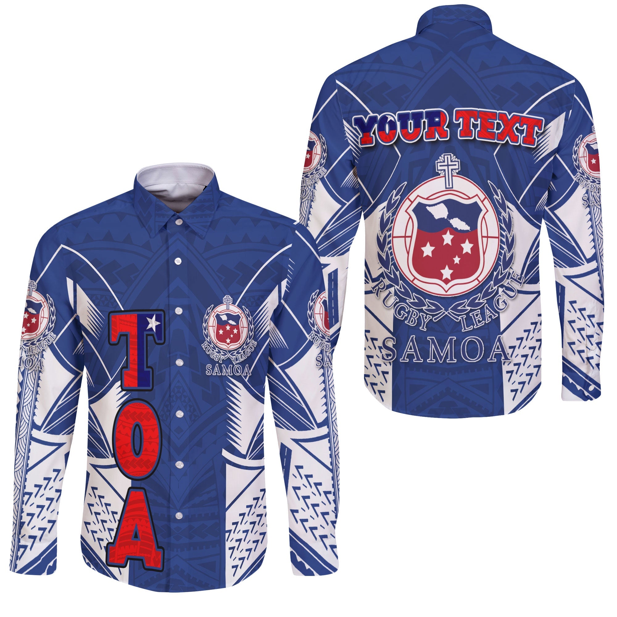 Custom TOA Samoa Rugby Long Sleeve Button Shirt