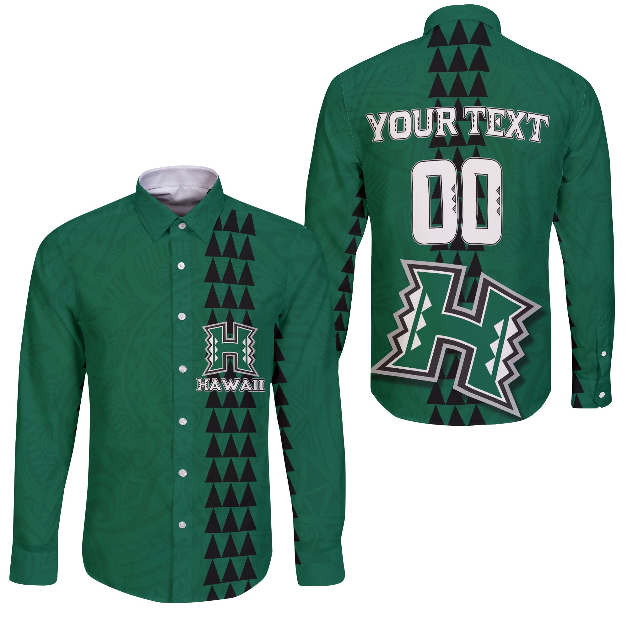 Custom Hawaii Rainbow Warriors Rugby Long Sleeve Button Shirt