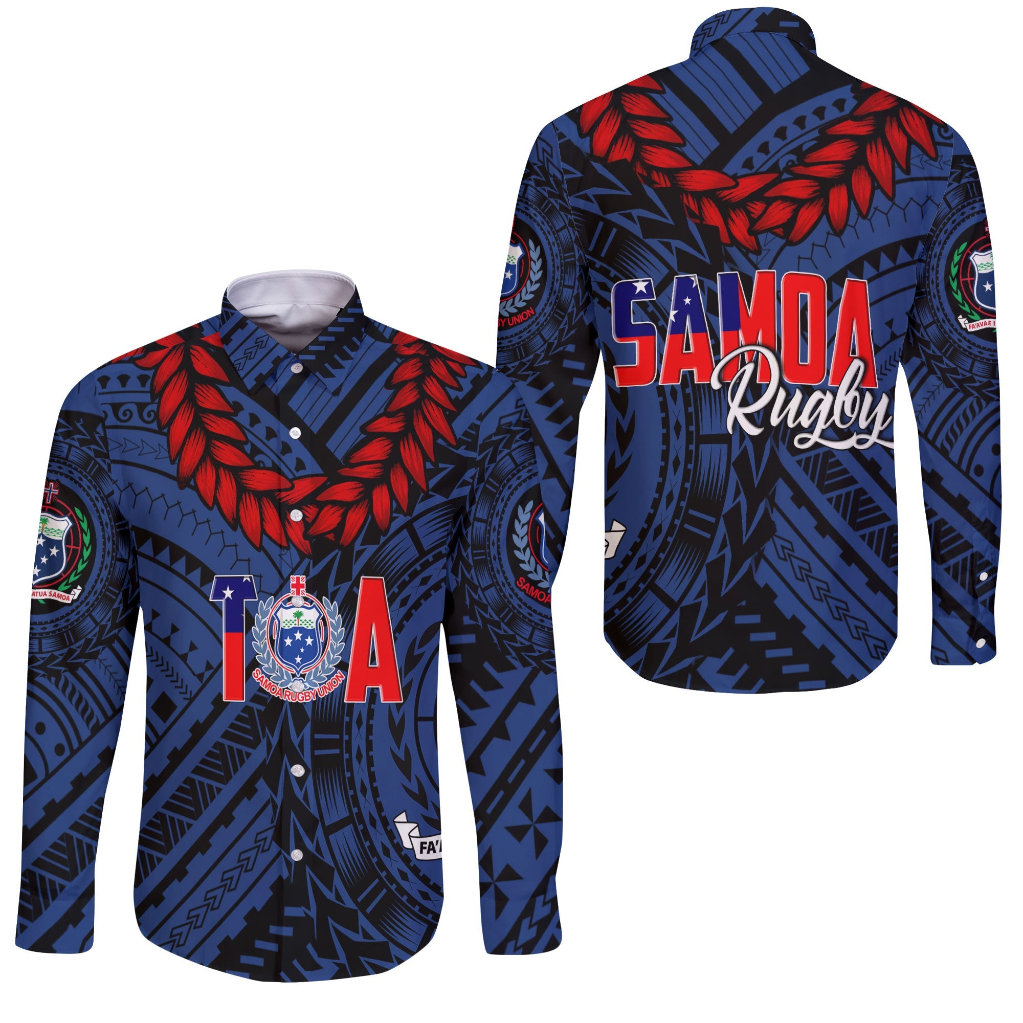 Samoa TOA Rugby Long Sleeve Button Shirt Ulafala Style