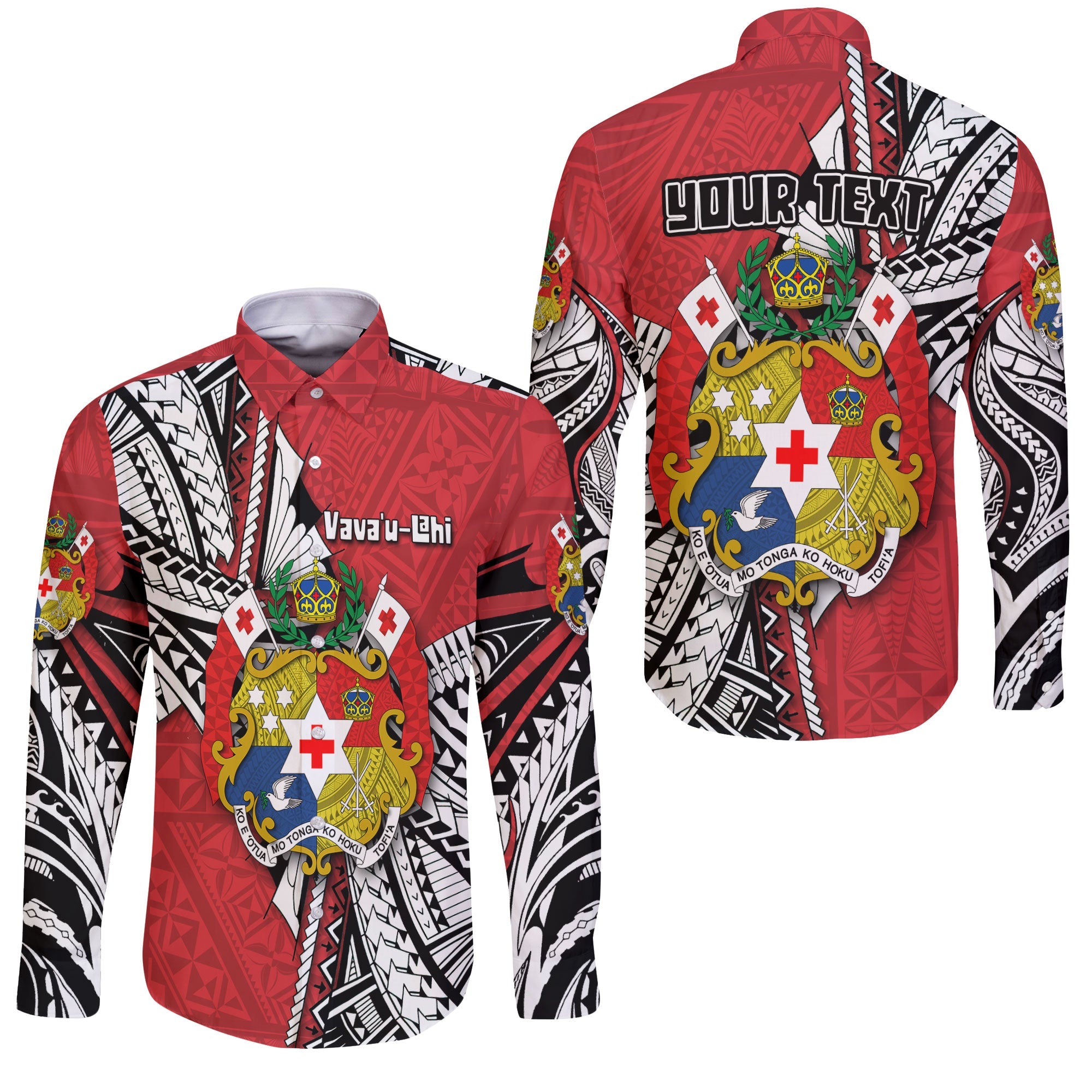 Custom Tonga Vava'u Lahi Coat Of Arms Long Sleeve Button Shirt