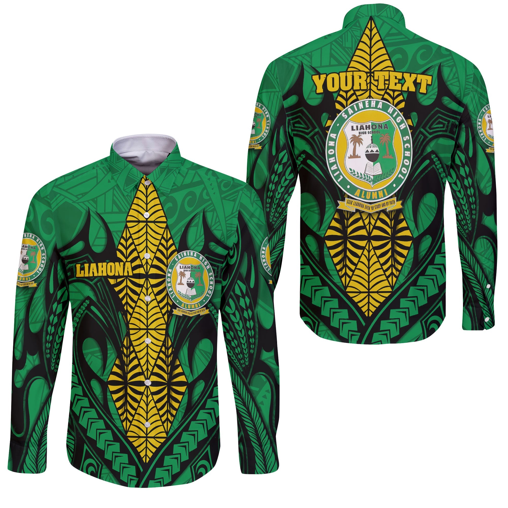 Custom Tonga Liahona High School Long Sleeve Button Shirt