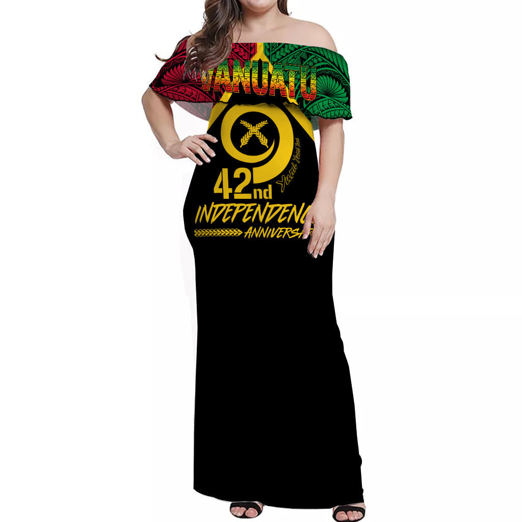 Vanuatu Off Shoulder Long Dress 42nd Independence Anniversary LT7