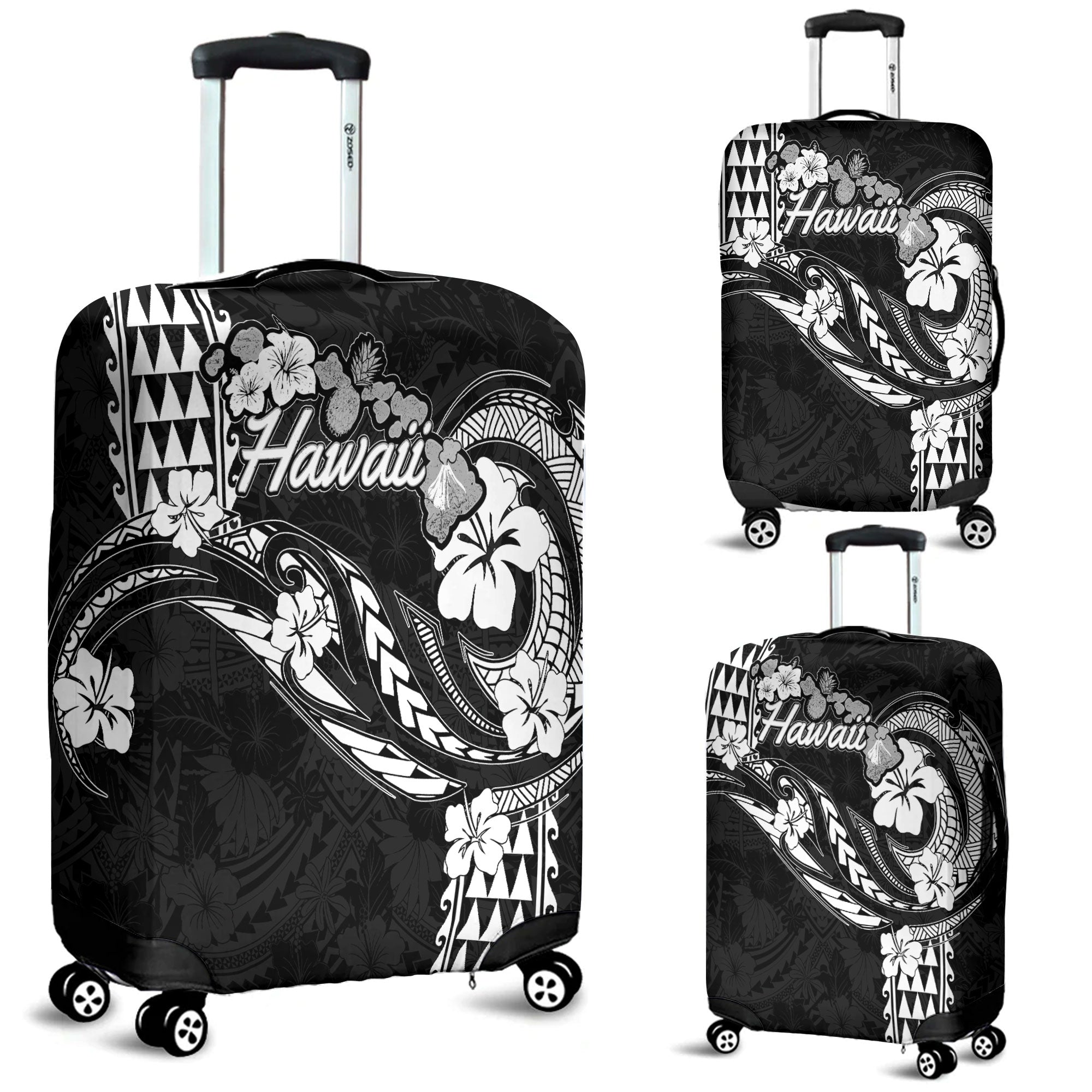 Hawaii Seal Luggage Cover Turtle & Map Style