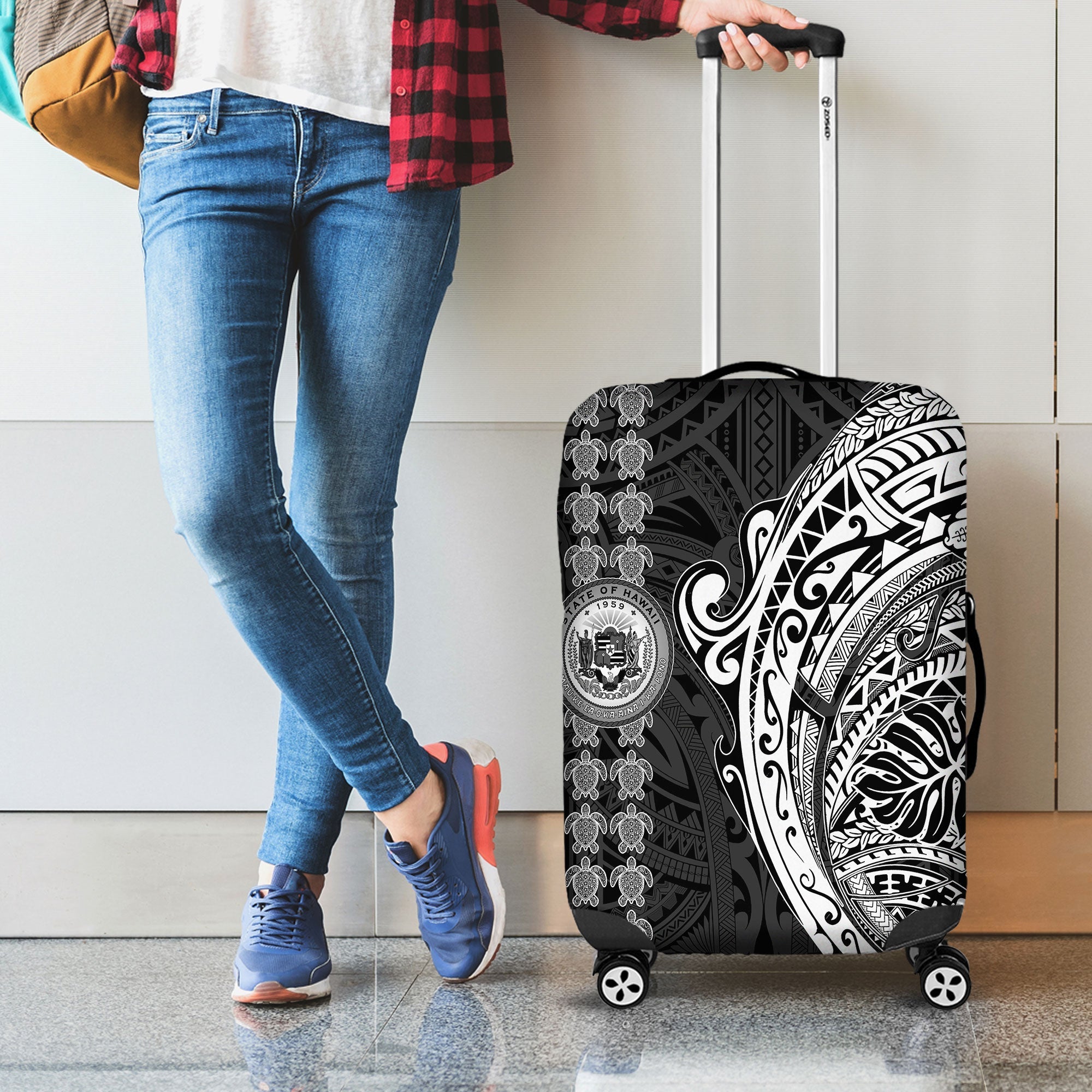 Hawaii Seal Polynesian Turtle Line Luggage Cover