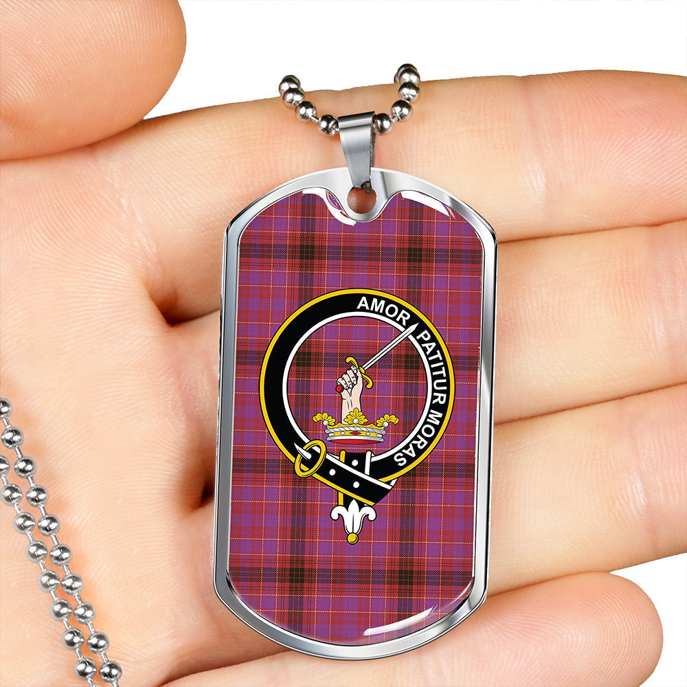 Lumsden of Clova Weathered Clan Badge Classic Tartan Dog Tag Necklace