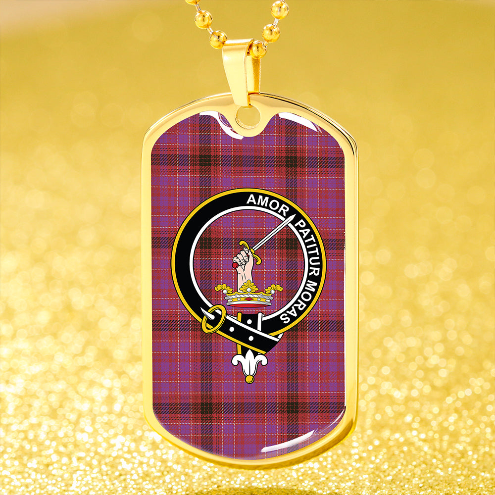 Lumsden of Clova Weathered Clan Badge Classic Tartan Dog Tag Necklace