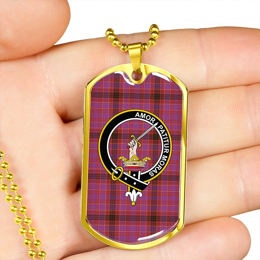 Lumsden of Clova Weathered Clan Badge Classic Tartan Dog Tag Necklace